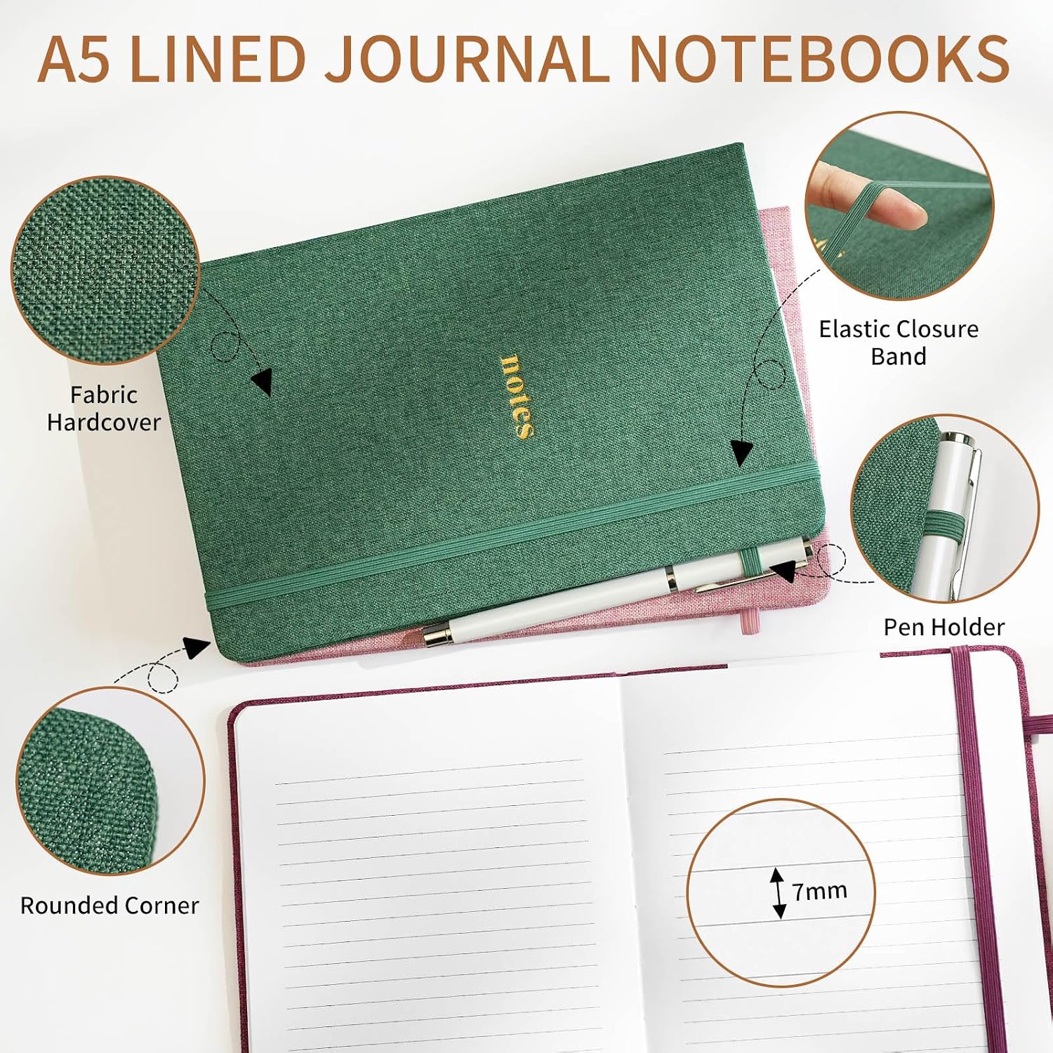 CUADERNO A5 TAPA DURA TELA RAYADO PACK 3 UNIDADES - 3