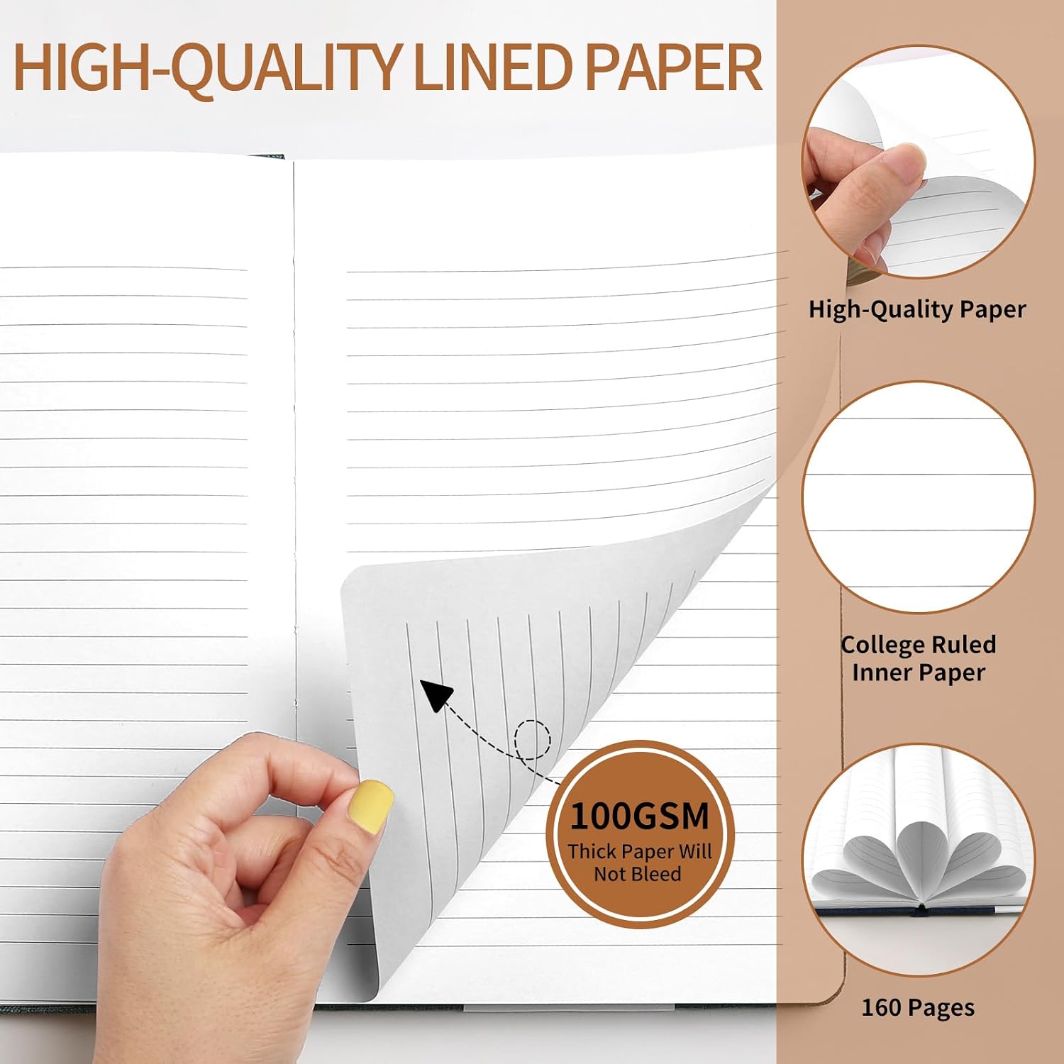CUADERNO A5 TAPA DURA TELA RAYADO PACK 3 UNIDADES - 4