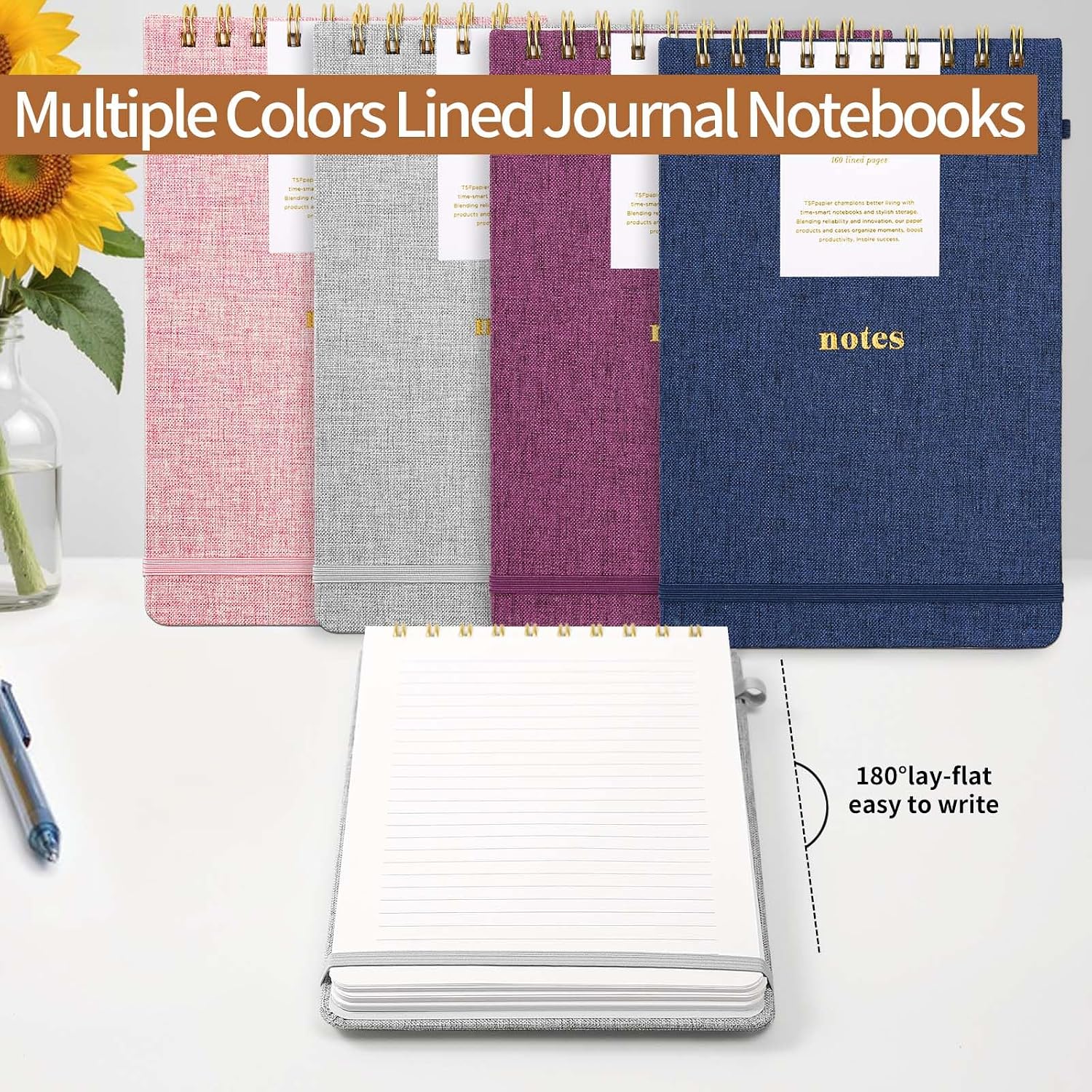CUADERNO A5 TAPA DURA TELA RAYADO PACK 3 UNIDADES - 5