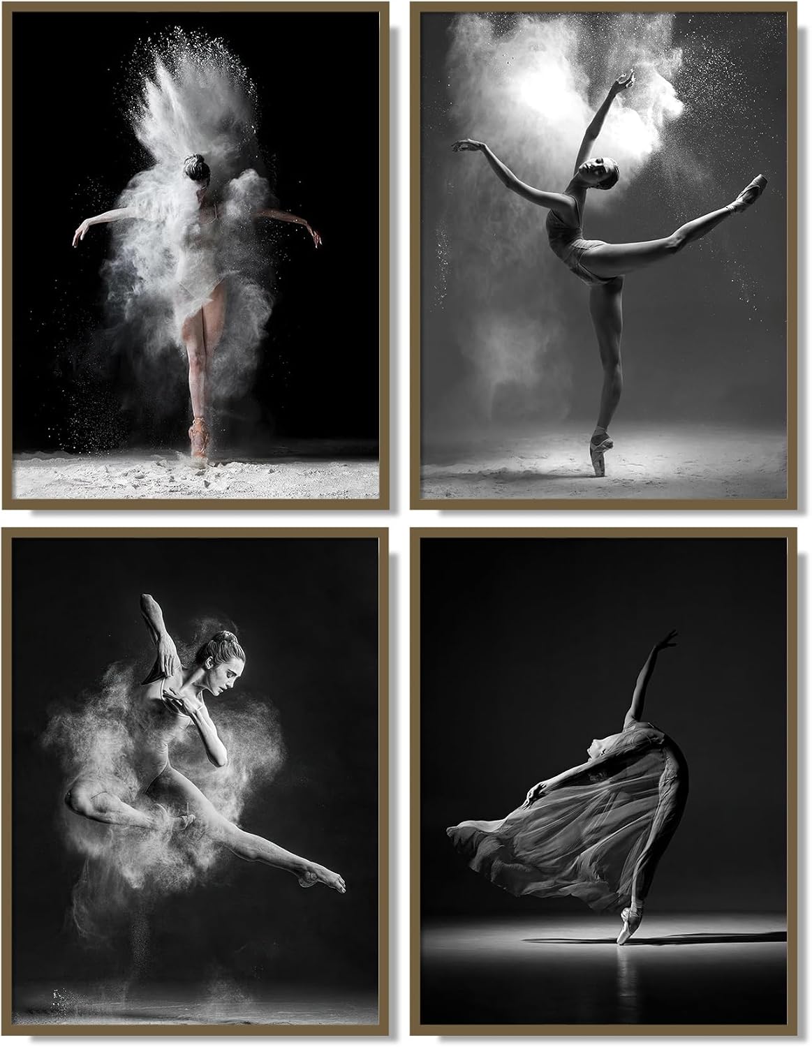 CUADRO DECORATIVO NCYEL BALLET BLANCO Y NEGRO SIN MARCO 16X24 PULGADAS JUEGO DE 4 PIEZAS - 1