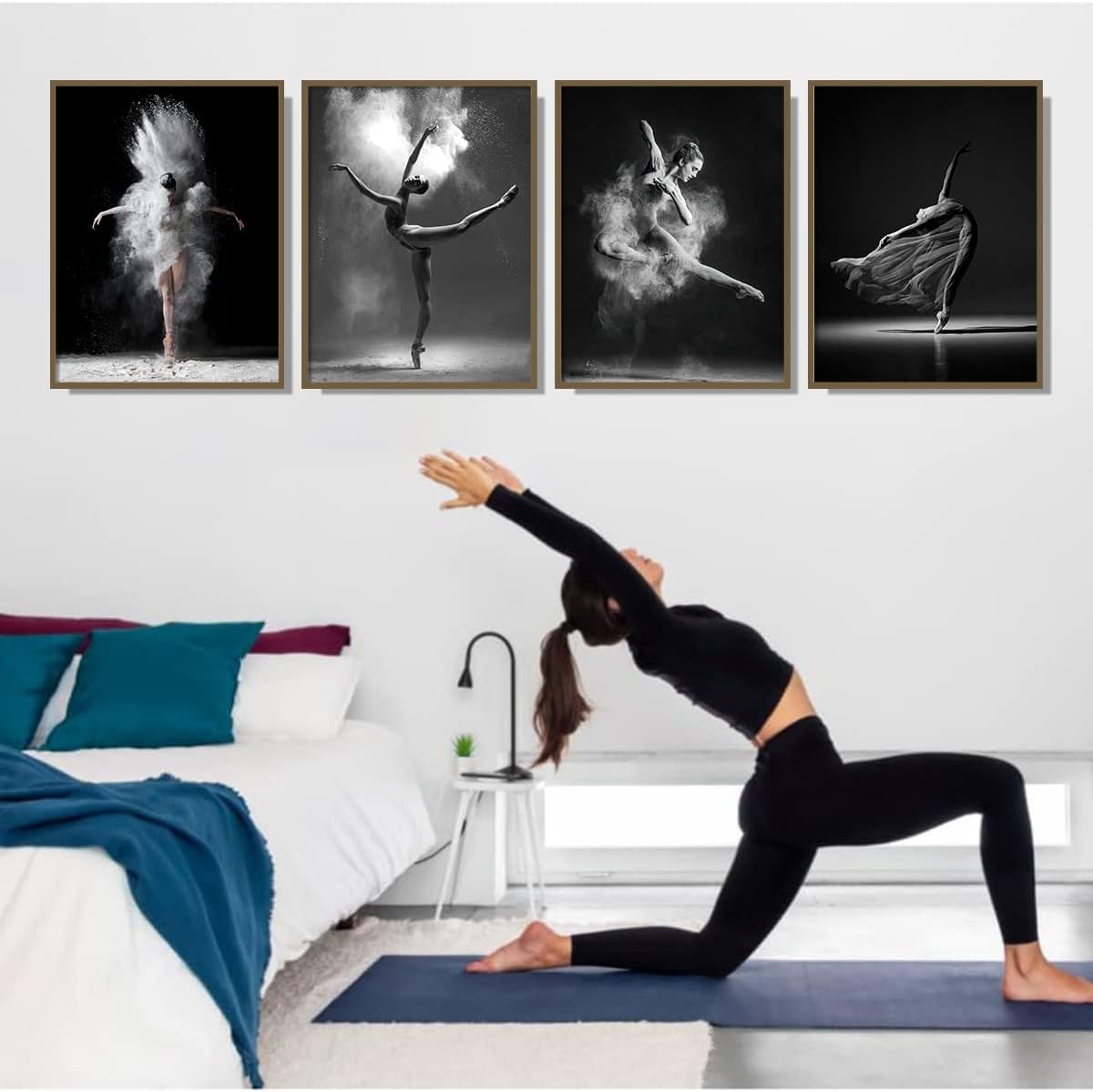 CUADRO DECORATIVO NCYEL BALLET BLANCO Y NEGRO SIN MARCO 16X24 PULGADAS JUEGO DE 4 PIEZAS - 2