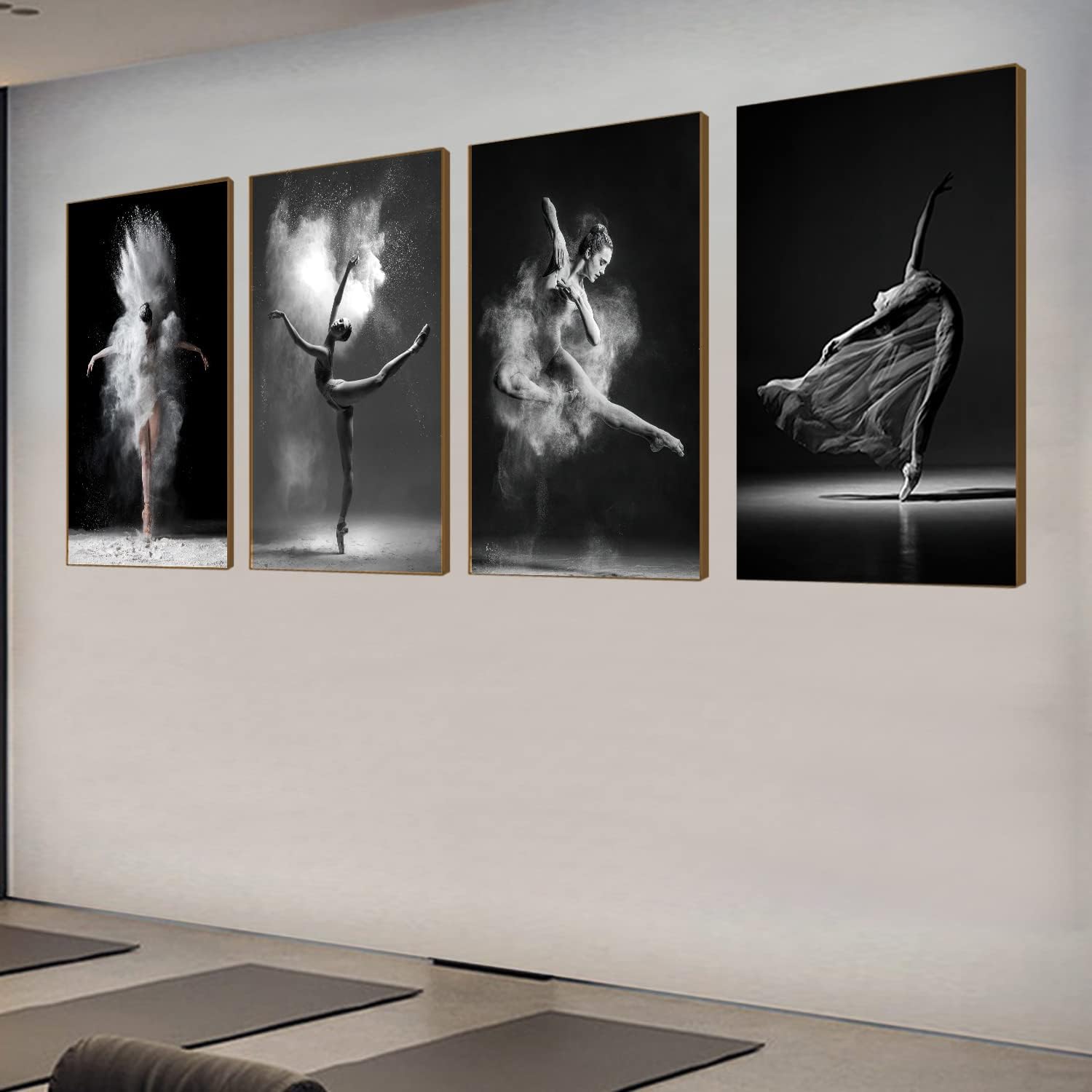 CUADRO DECORATIVO NCYEL BALLET BLANCO Y NEGRO SIN MARCO 16X24 PULGADAS JUEGO DE 4 PIEZAS - 3