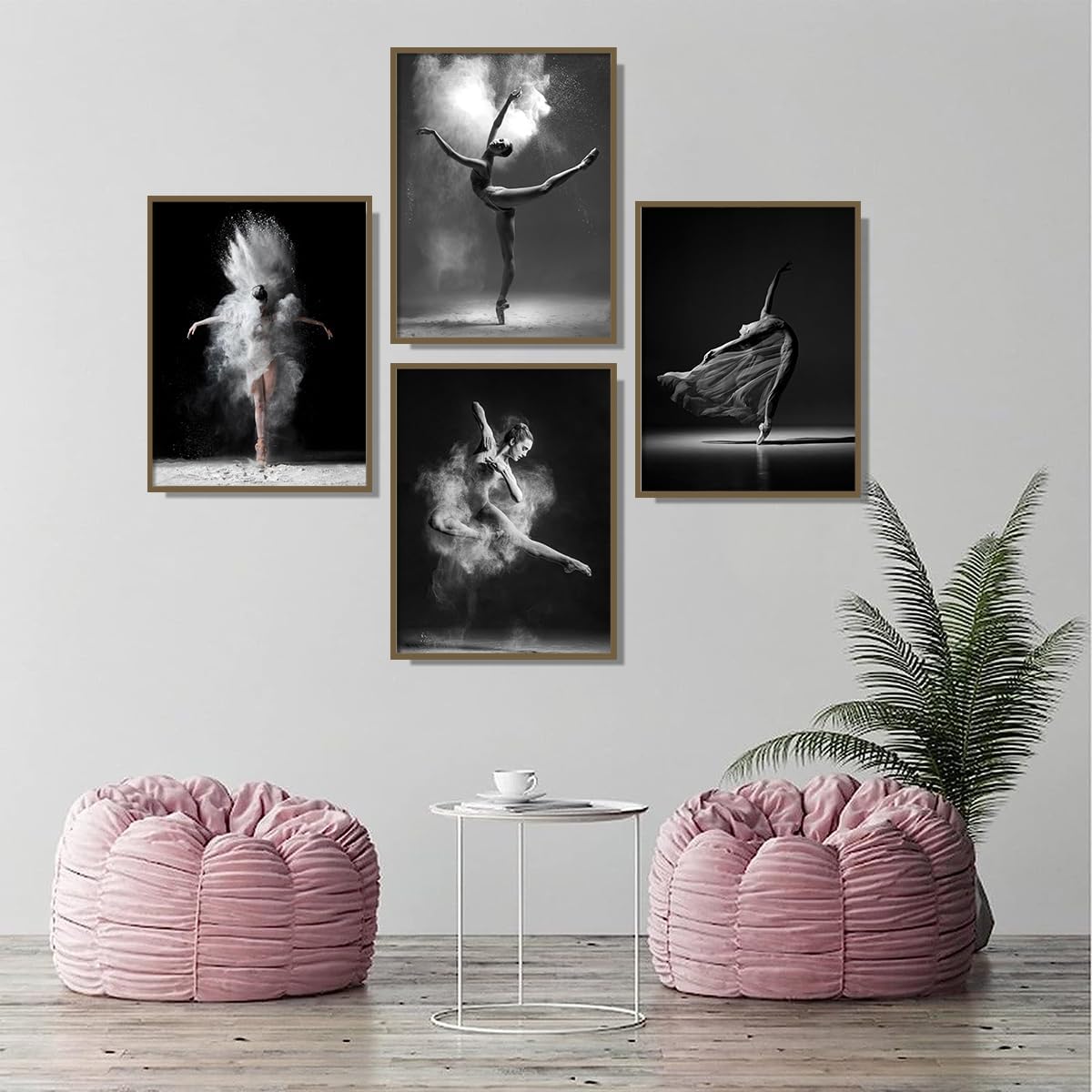 CUADRO DECORATIVO NCYEL BALLET BLANCO Y NEGRO SIN MARCO 16X24 PULGADAS JUEGO DE 4 PIEZAS - 4