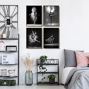 CUADRO DECORATIVO NCYEL BALLET BLANCO Y NEGRO SIN MARCO 16X24 PULGADAS JUEGO DE 4 PIEZAS - 5