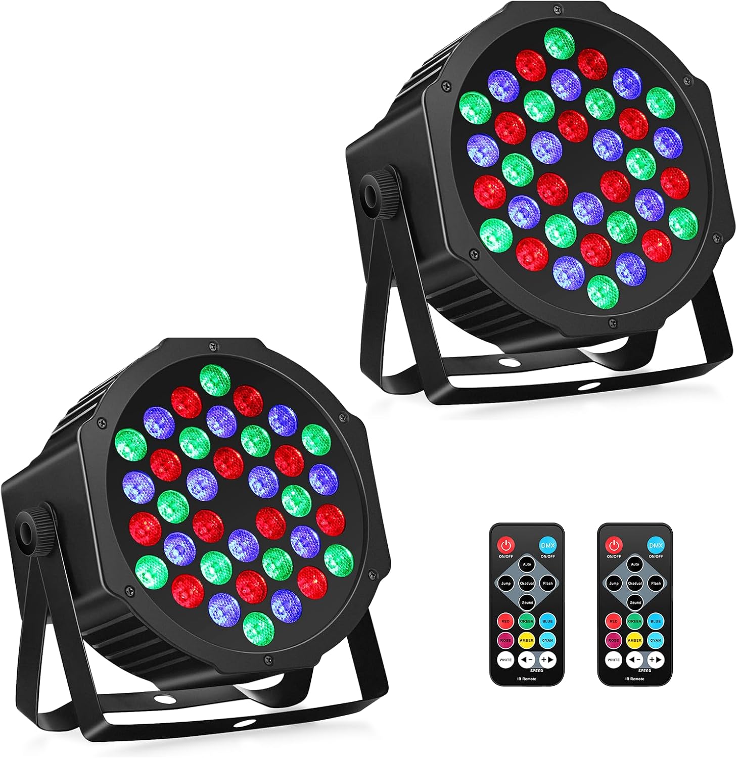 LUCES PAR LED RGB RECARGABLES 36W LALUCENATZ 2 UNIDADES CON CONTROL REMOTO DMX - 1