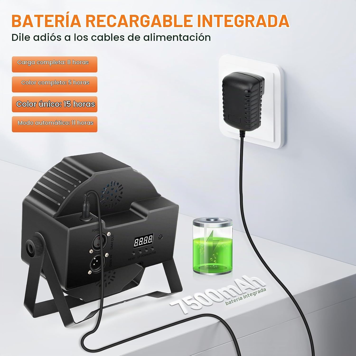 LUCES PAR LED RGB RECARGABLES 36W LALUCENATZ 2 UNIDADES CON CONTROL REMOTO DMX - 2