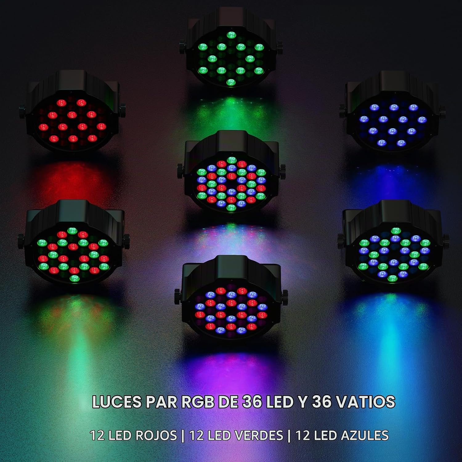LUCES PAR LED RGB RECARGABLES 36W LALUCENATZ 2 UNIDADES CON CONTROL REMOTO DMX - 3
