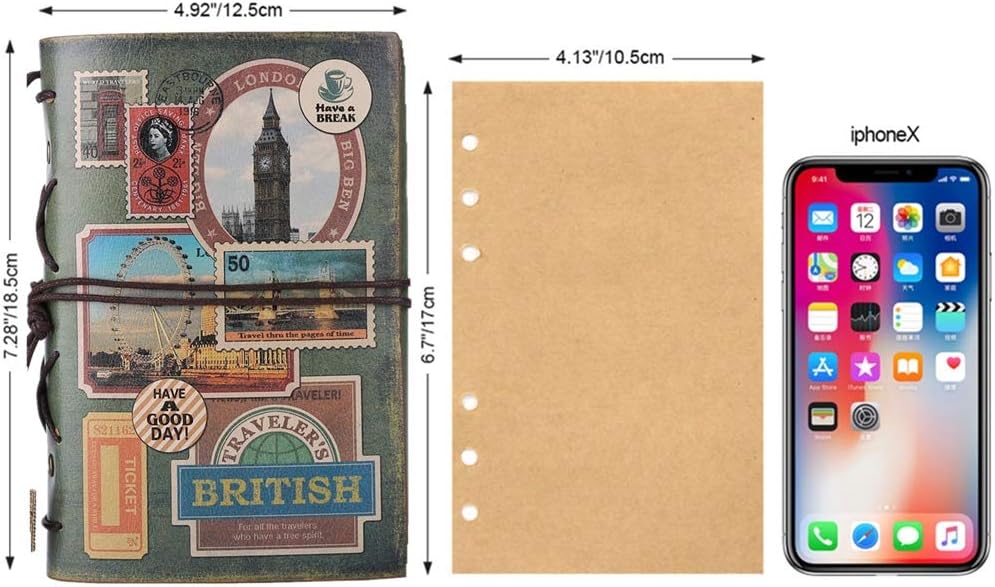 CUADERNO REFILLABLE MALEDEN VIAJE VINTAGE TAPA DURA CUERO PU 180 PÁGINAS - 3