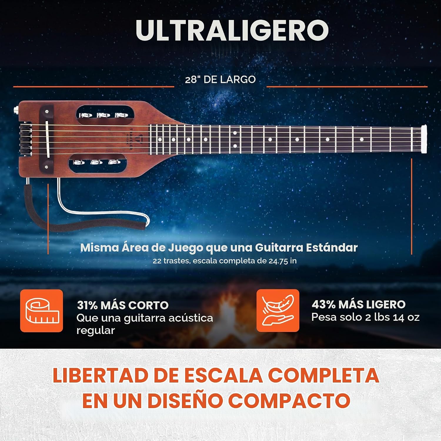 GUITARRA ACÚSTICA TRAVELER GUITAR ULTRA-LIGHT ACOUSTIC-ELECTRIC MARRÓN ANTIGUO - 3