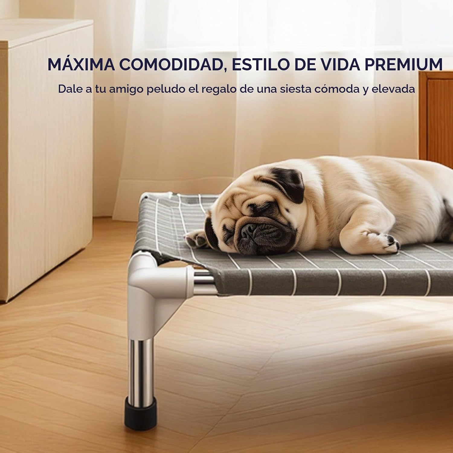 CAMA ELEVADA PARA PERROS TENSORSINE MEDIUM CON ESTRUCTURA DE ACERO INOXIDABLE - 4