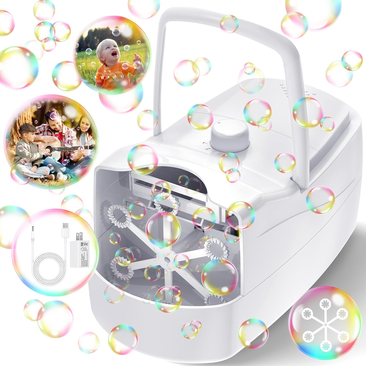 MÁQUINA DE BURBUJAS SIZONJOY PARA NIÑOS Y MASCOTAS BLANCA - 1