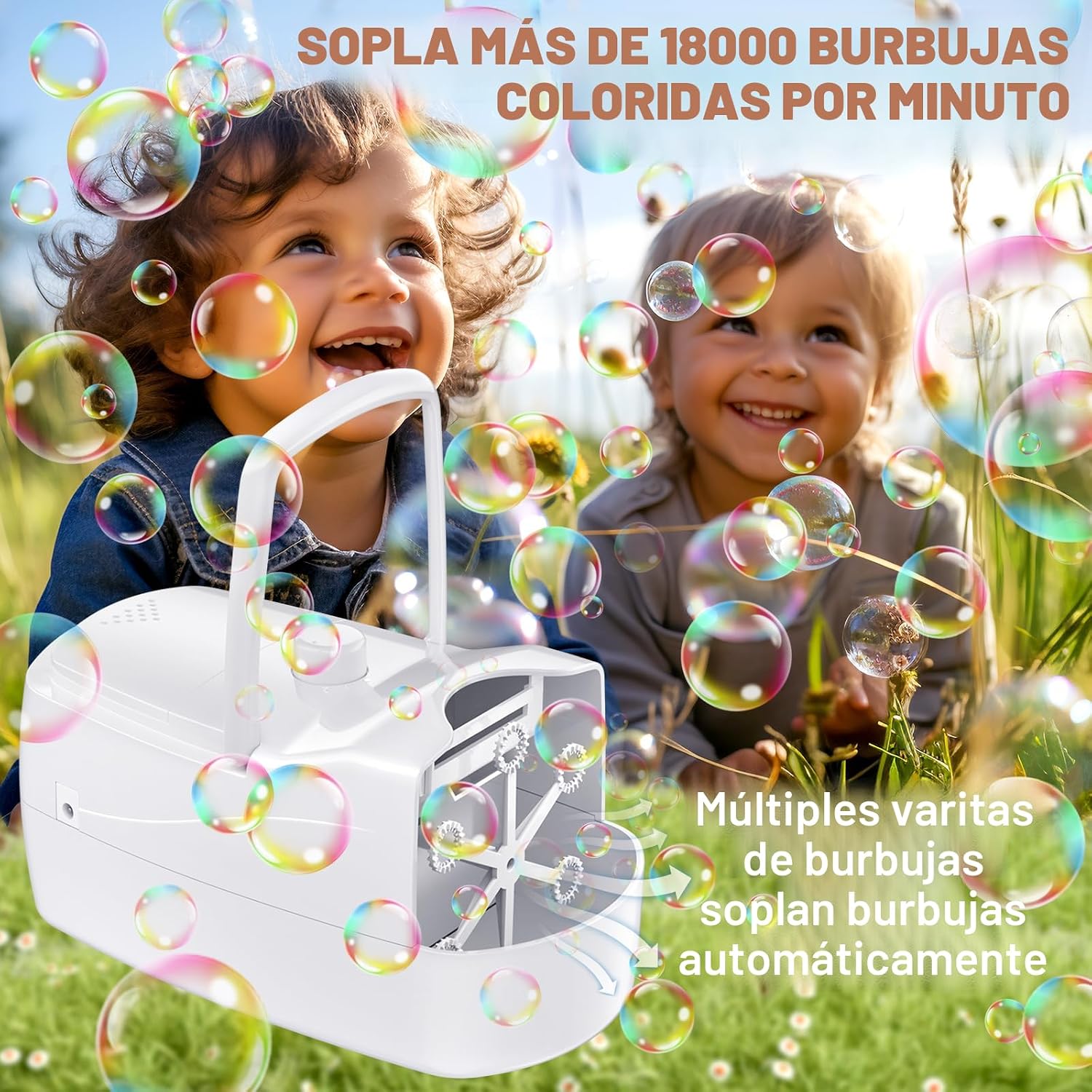 MÁQUINA DE BURBUJAS SIZONJOY PARA NIÑOS Y MASCOTAS BLANCA - 2