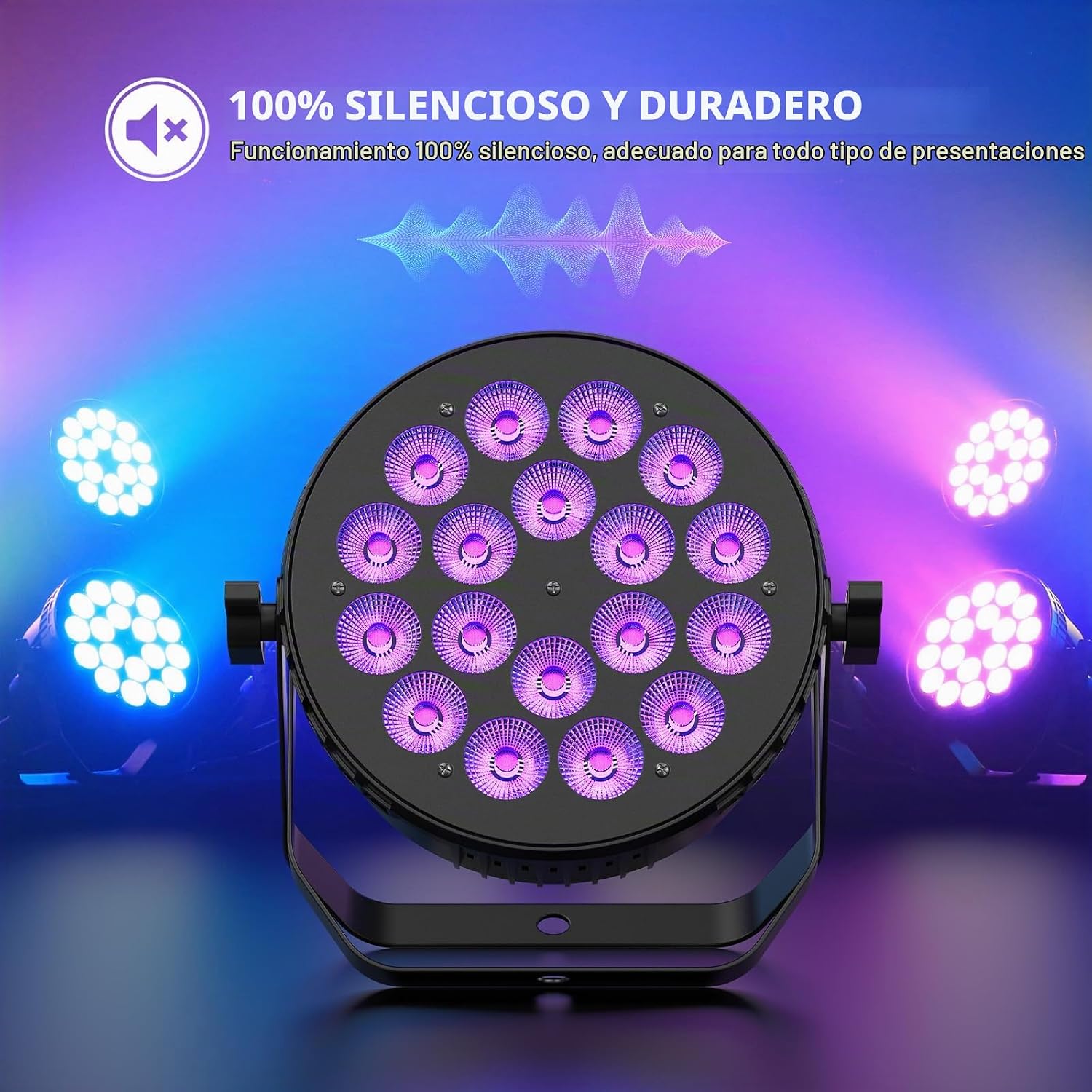 LUZ PAR LED 180W RGBW 4 EN 1 NITEHOP CON DMX512 PARA ESCENARIO - 4