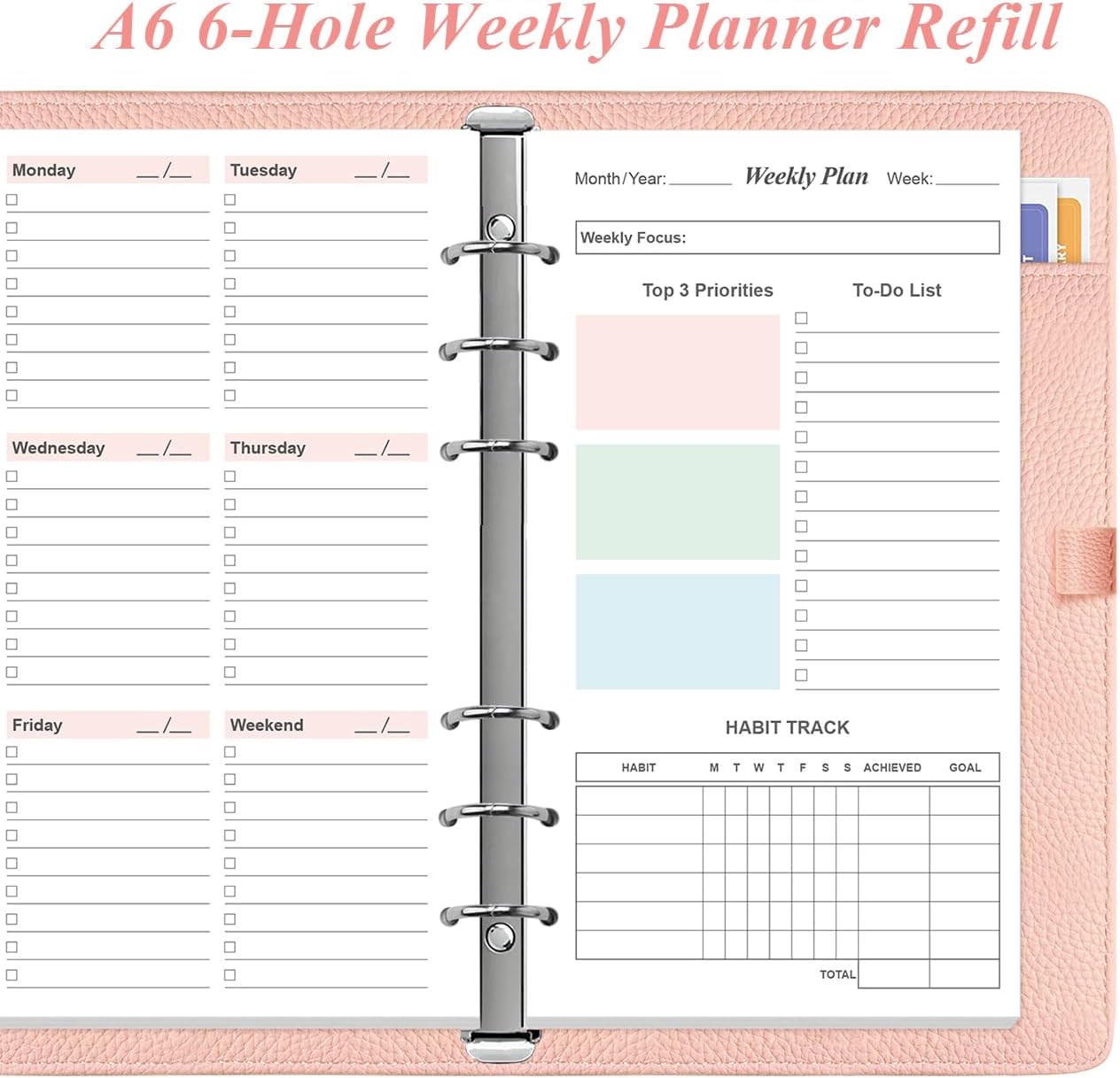 RECAMBIO DE PLANNER SEMANAL A6 YARIDAR 2 PACKS 212 PÁGINAS SIN FECHA - 3