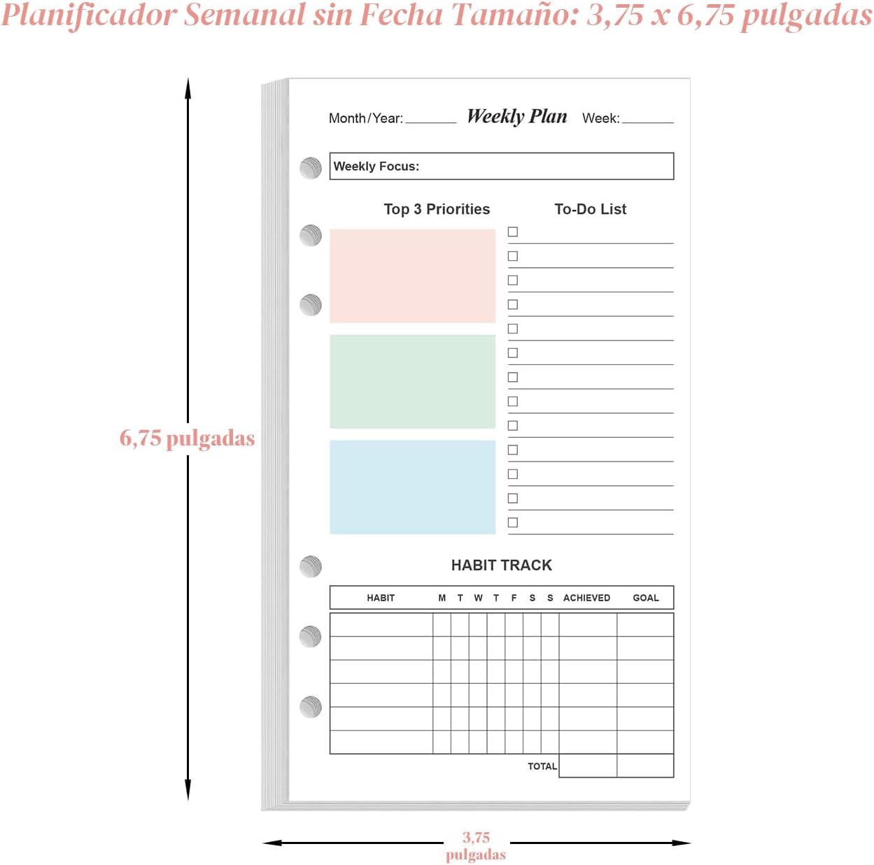 RECAMBIO DE PLANNER SEMANAL A6 YARIDAR 2 PACKS 212 PÁGINAS SIN FECHA - 4