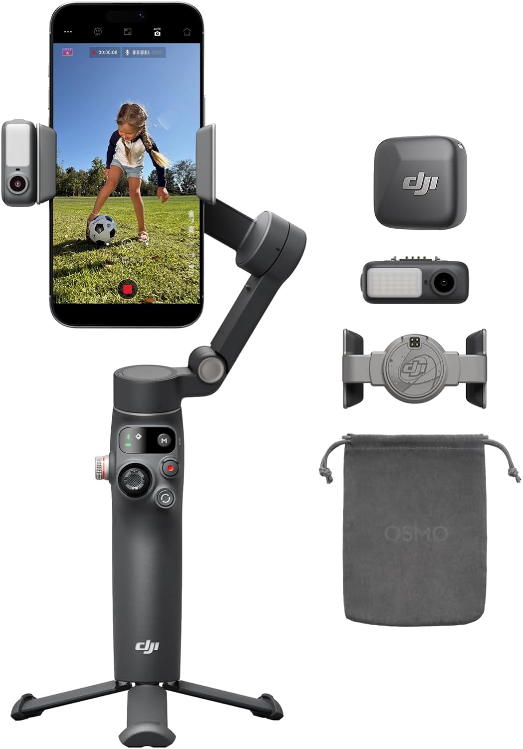 ESTABILIZADOR DJI OSMO MOBILE 8 CON MICRÓFONO MINI TRANSMITTER NEGRO - 1