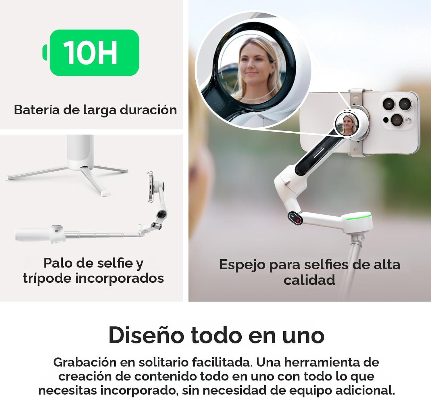 ESTABILIZADOR INSTA360 FLOW 2 PRO BLANCO CON CONTROL REMOTO Y ACCESORIOS - 4