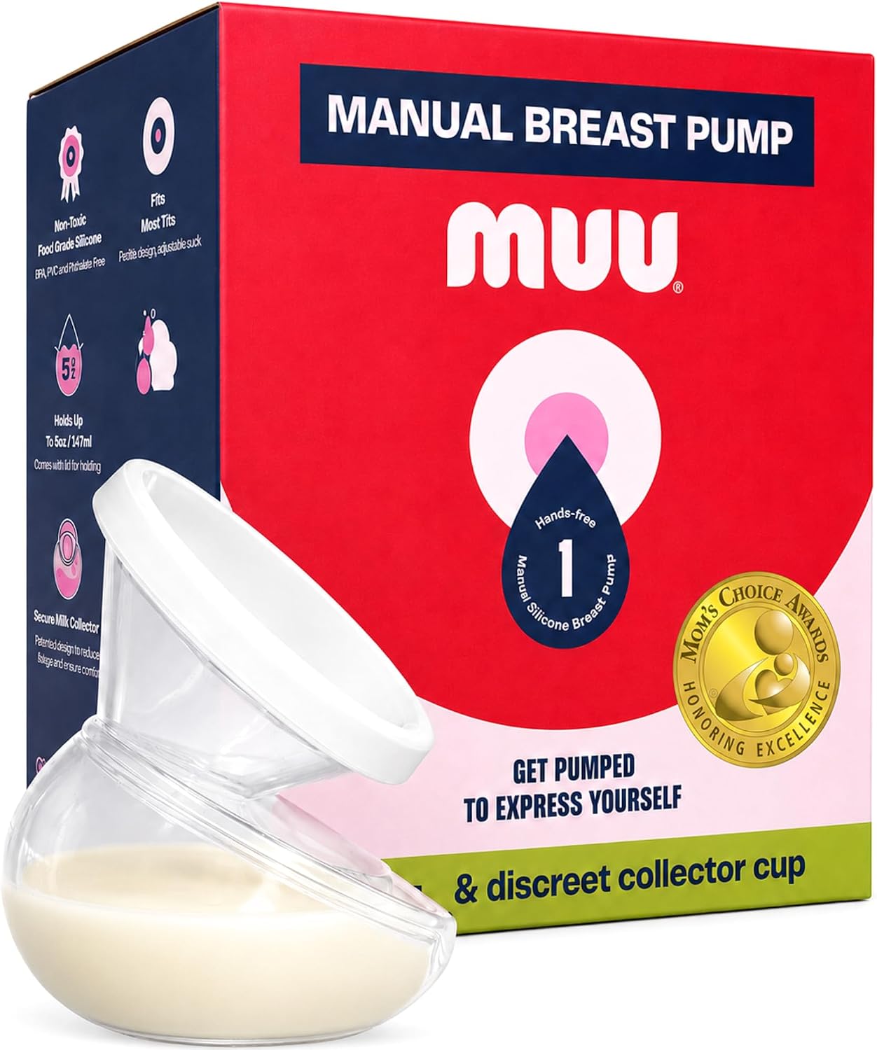 EXTRACTOR DE LECHE MANUAL MUU COLECTOR DE SILICONA 5 OZ SIN CABLES - 1