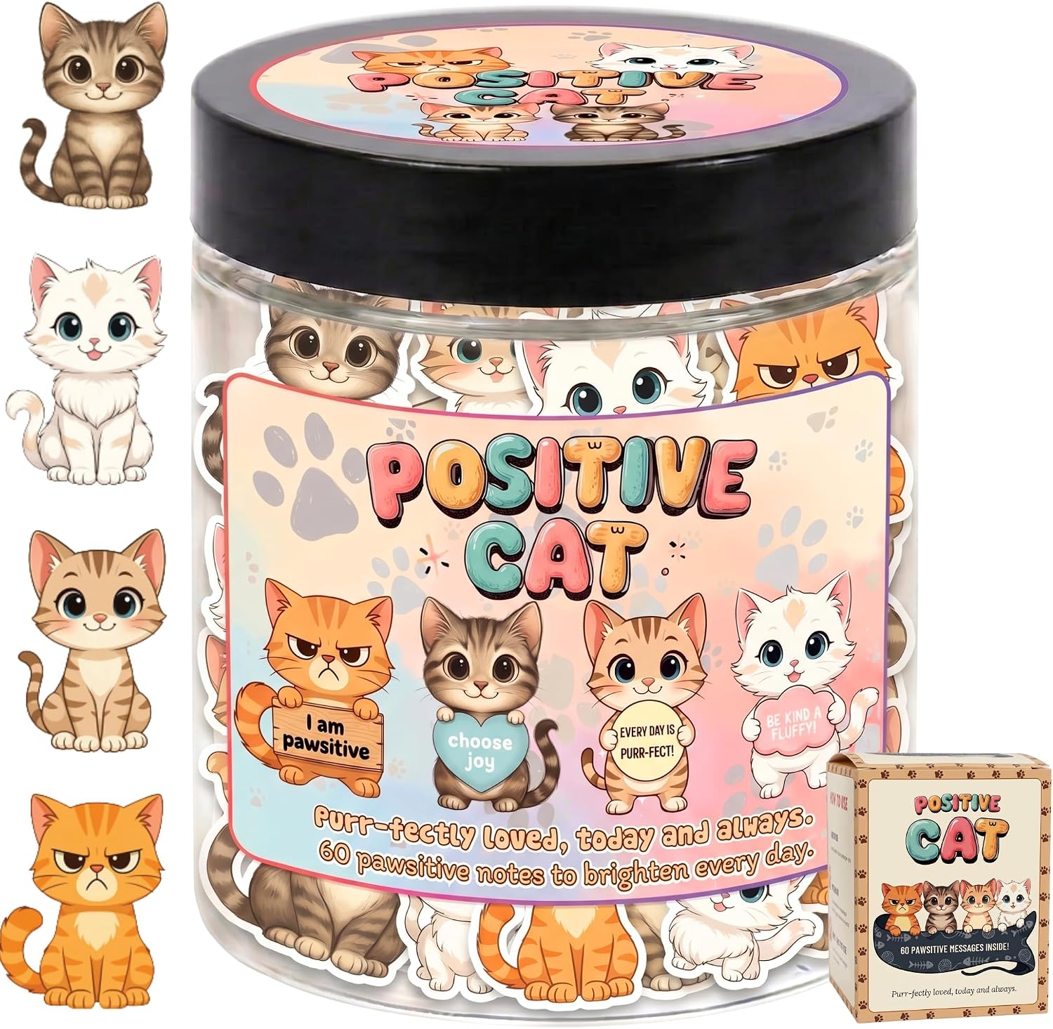 FRASCO DE AFIRMACIONES DEARMINE POSITIVE CAT JAR CON 60 TARJETAS - 1
