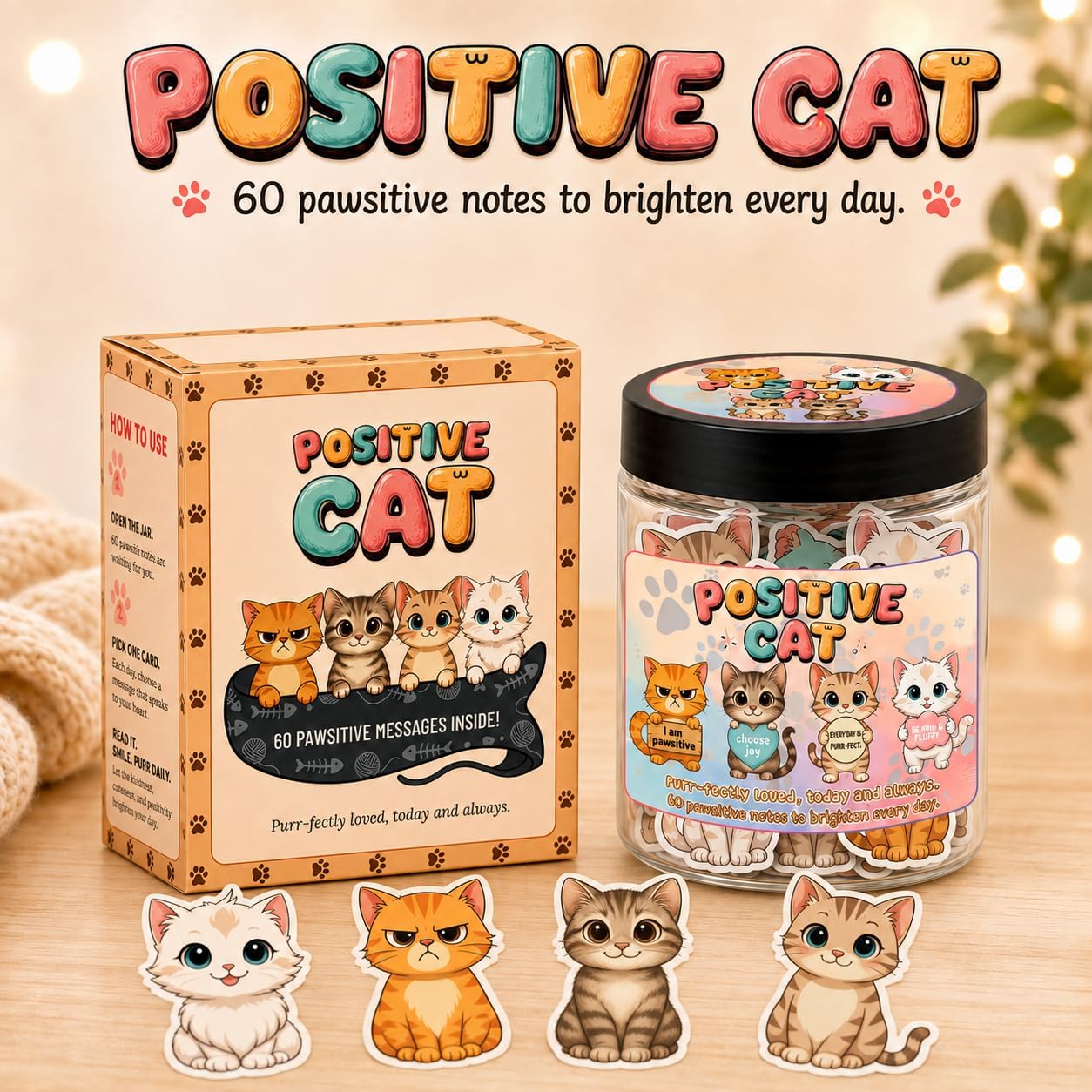 FRASCO DE AFIRMACIONES DEARMINE POSITIVE CAT JAR CON 60 TARJETAS - 2