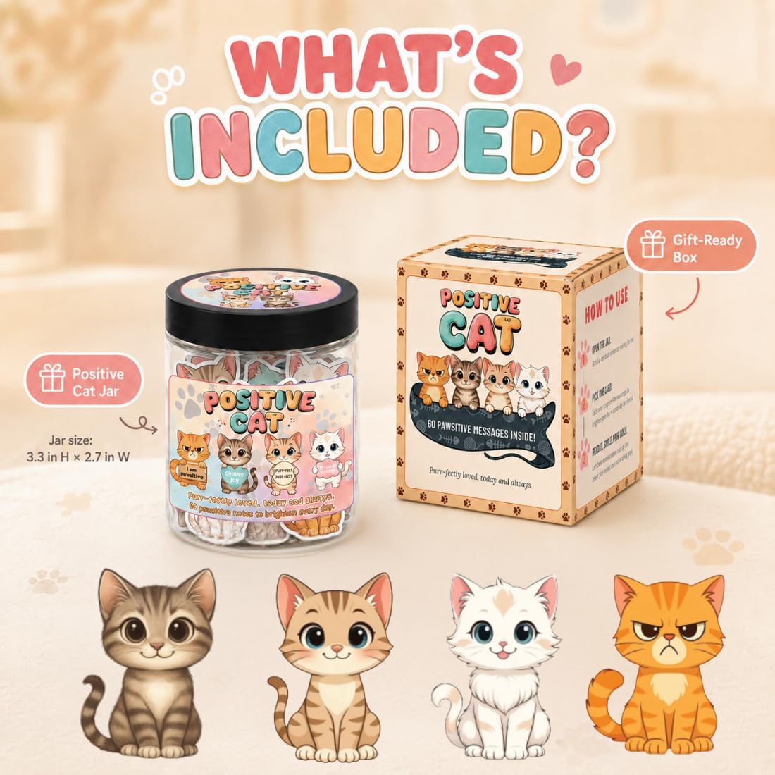 FRASCO DE AFIRMACIONES DEARMINE POSITIVE CAT JAR CON 60 TARJETAS - 4