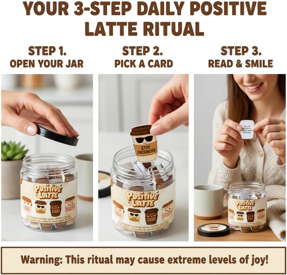 FRASCO DE AFIRMACIONES POSITIVE LATTE CON 60 TARJETAS DE MOTIVACIÓN - 3