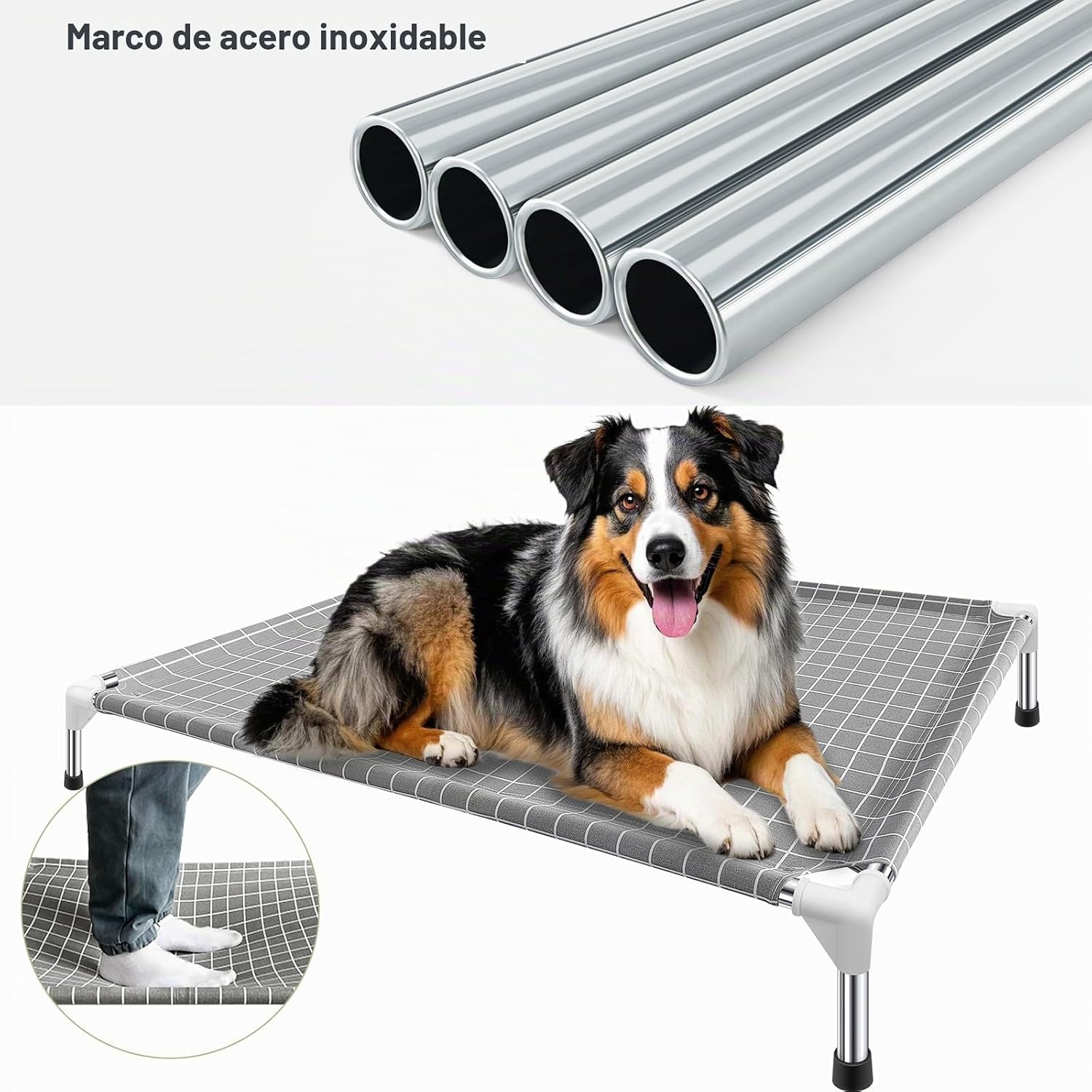 CAMA ELEVADA PARA MASCOTAS TENSORSINE XL ACERO INOXIDABLE - 3