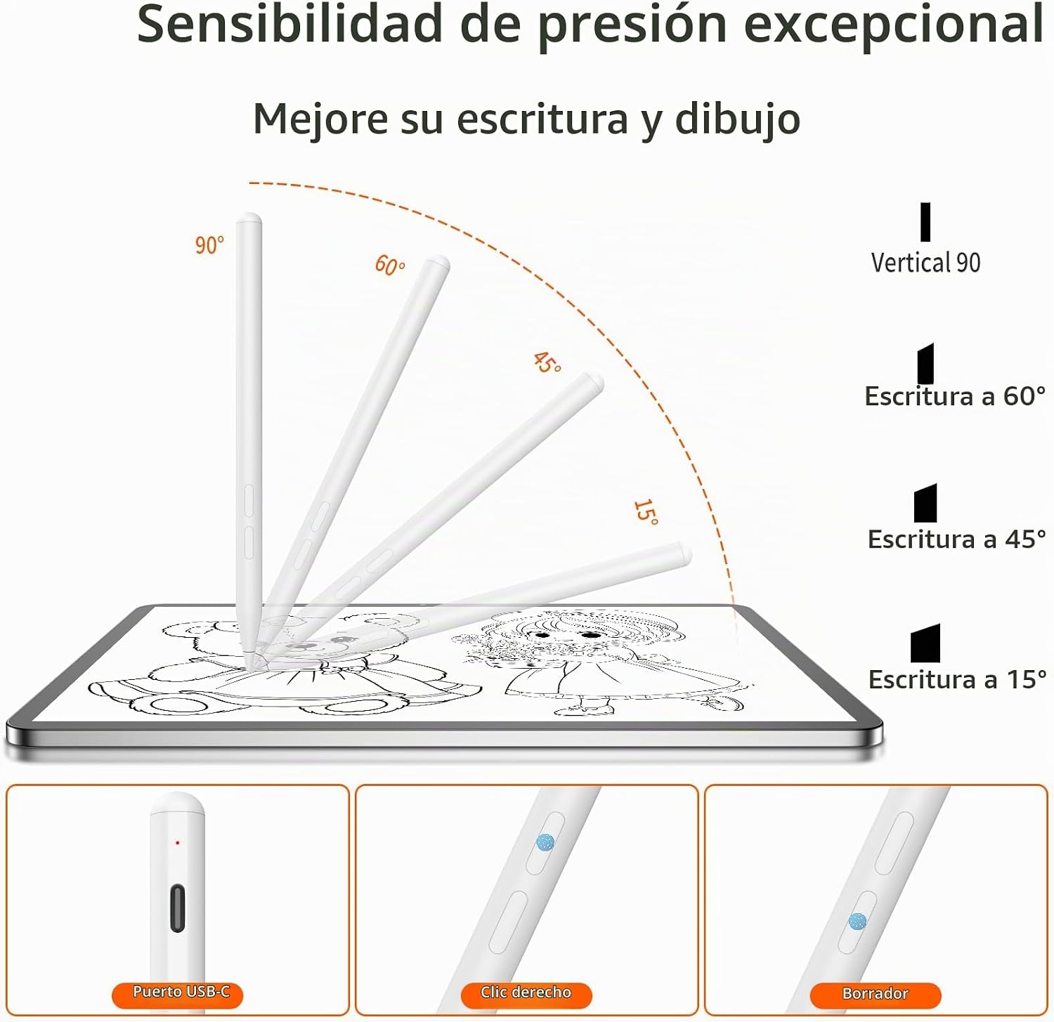 LÁPIZ STYLUS HACEY MPP 2.0 RECARGABLE PARA HP CON SENSIBILIDAD DE PRESIÓN 4096 - 5
