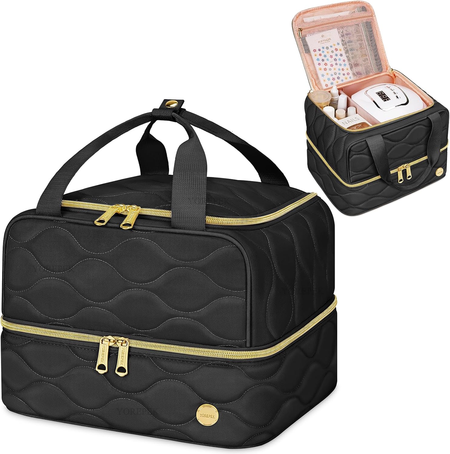 BOLSA ORGANIZADORA YOREPEK PARA ESMALTES DE UĂAS CAPACIDAD 42 BOTELLAS BEIGE - 1