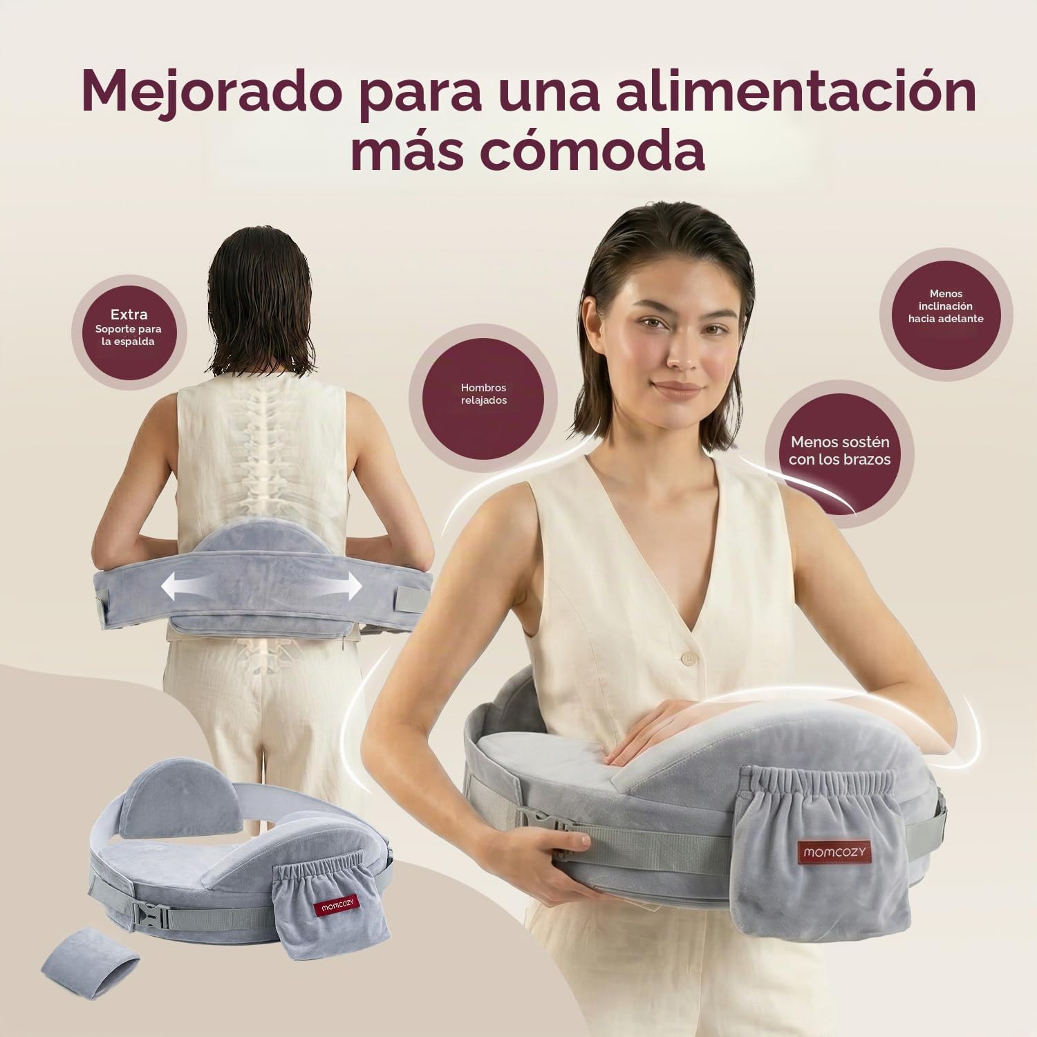 ALMOHADA DE LACTANCIA MOMCOZY COZYPRO CON SOPORTE LUMBAR Y PARA BRAZOS - 4
