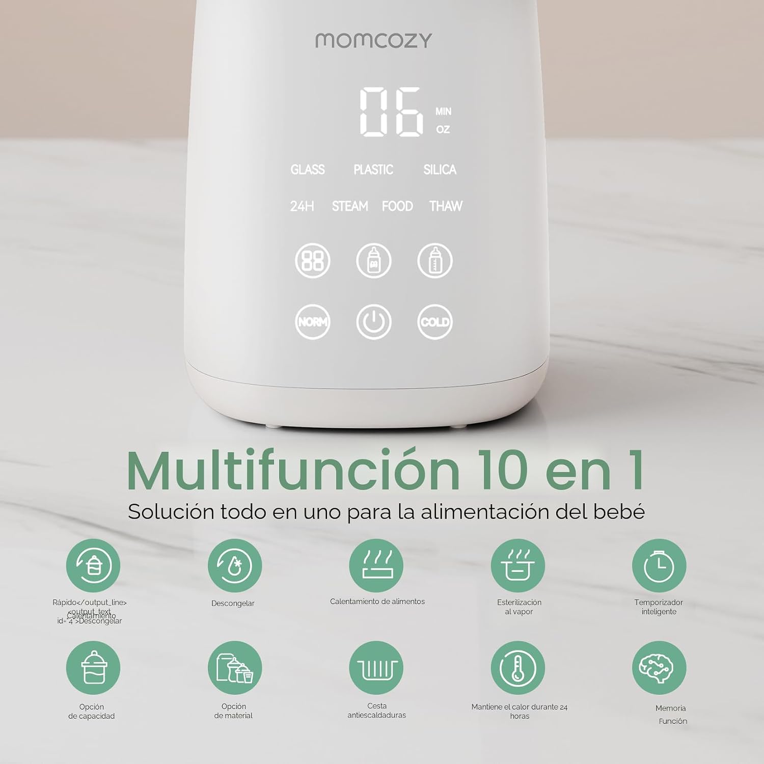CALENTADOR DE BIBERONES MOMCOZY CON CALENTAMIENTO RÁPIDO Y FUNCIÓN DE DESCONGELACIÓN - 4