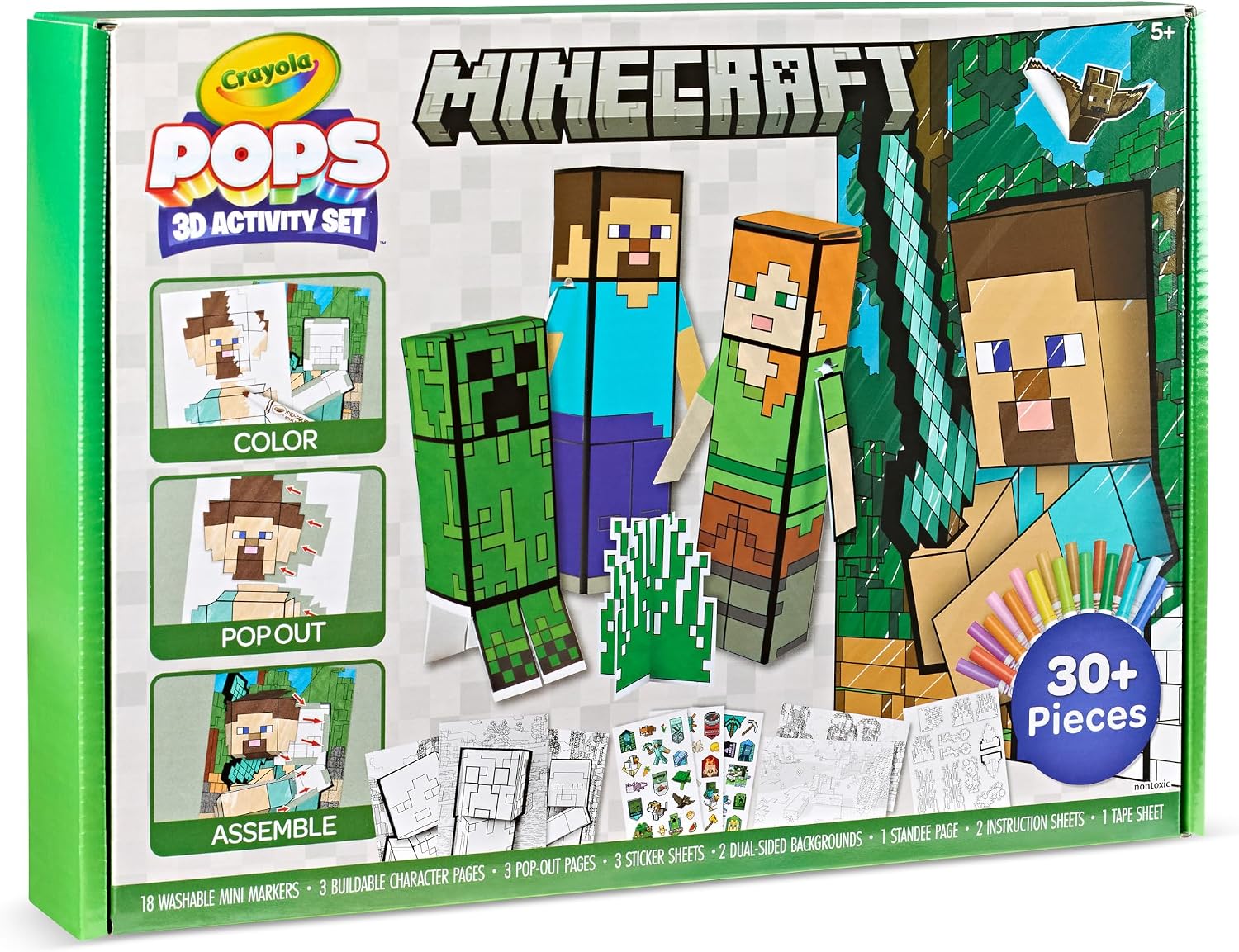 KIT DE ARTE 3D CRAYOLA MINECRAFT POPS PARA COLOREAR Y ARMAR - 2