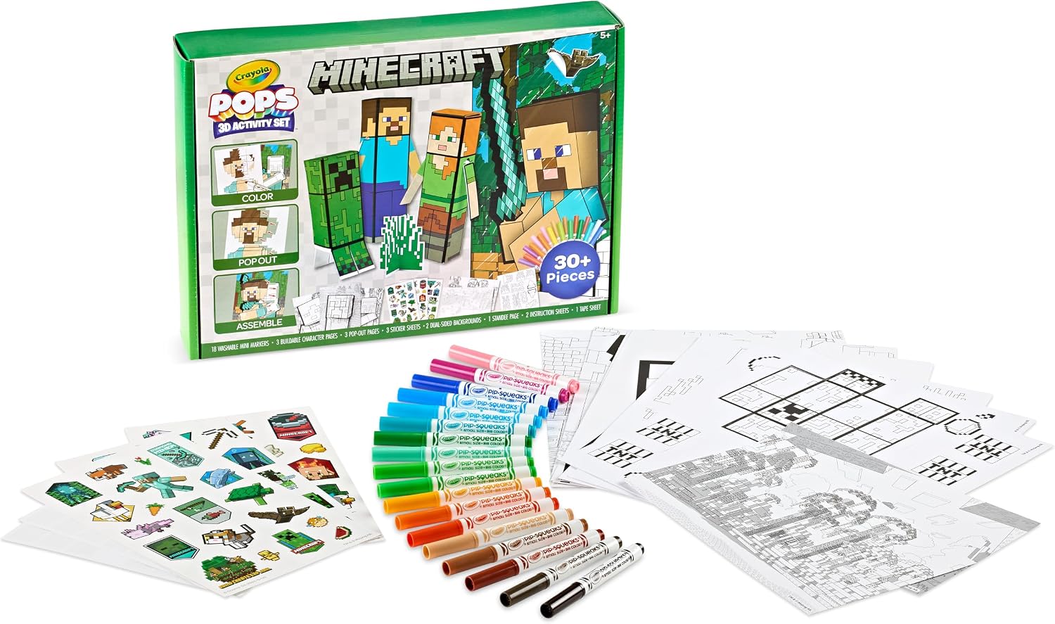 KIT DE ARTE 3D CRAYOLA MINECRAFT POPS PARA COLOREAR Y ARMAR - 4