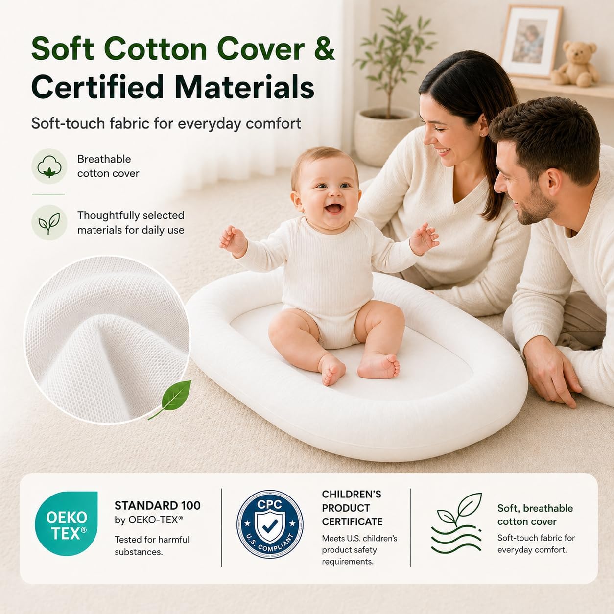 SALTADOR PARA BEBÉS MAPOTF BABY LOUNGER 0-24 MESES BLANCO NUBE - 3