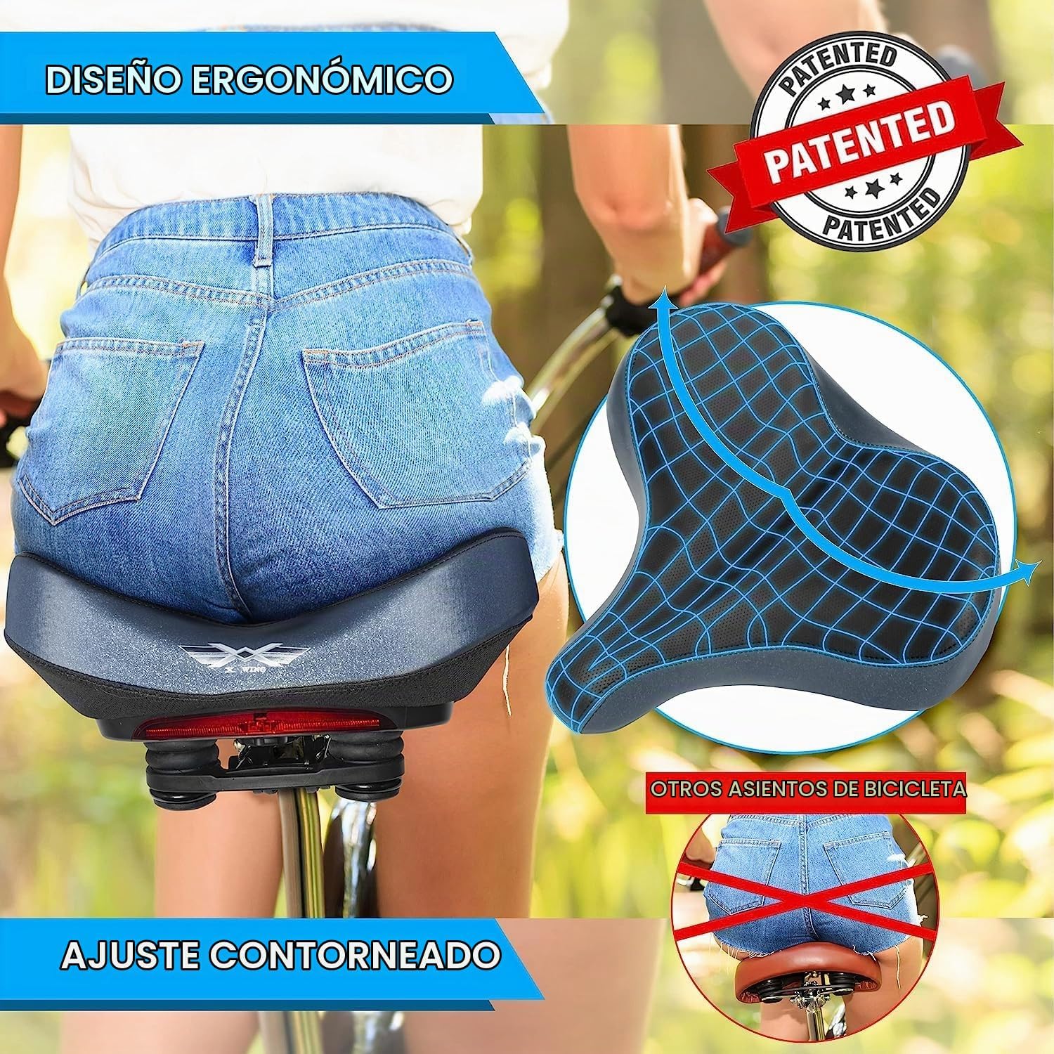 SILLÍN DE BICICLETA X WING SIN NARIZ CON COJÍN EXTRA ACOLCHADO ANCHO - 2