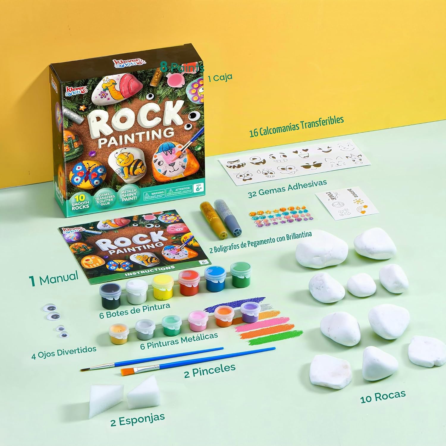 KIT DE PINTURA DE ROCAS JOYIN PARA NIÑOS, ARTES Y MANUALIDADES EDADES 6-12 - 4