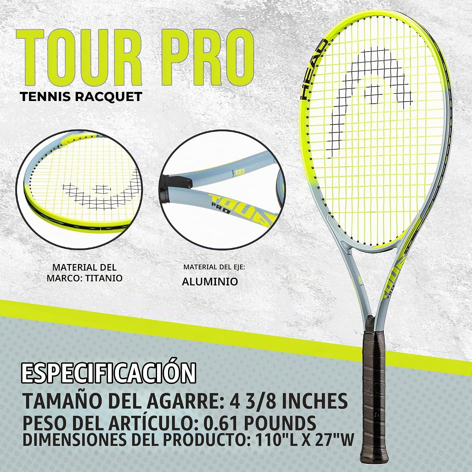RAQUETA DE TENIS HEAD TOUR PRO 4 3/8' GRIP - 2