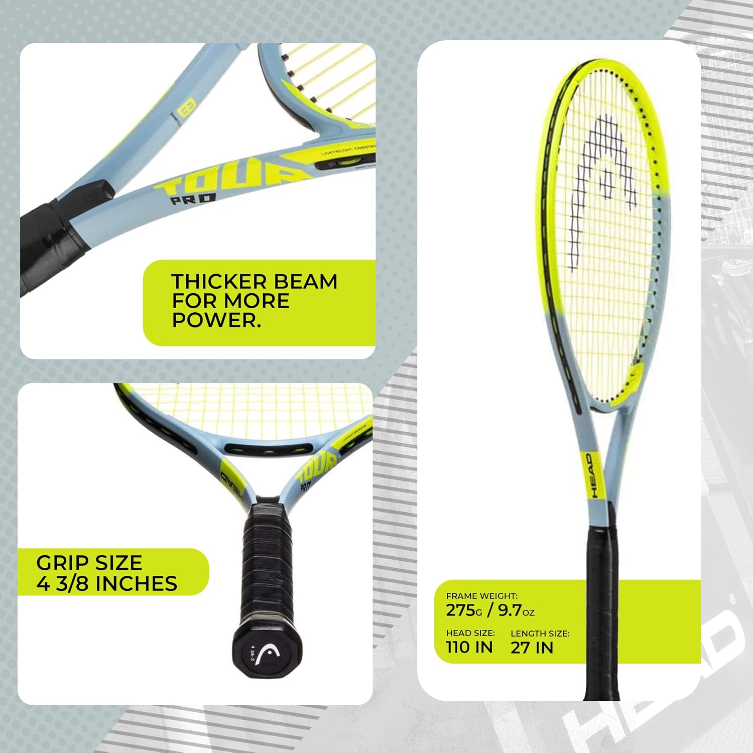 RAQUETA DE TENIS HEAD TOUR PRO 4 3/8' GRIP - 4