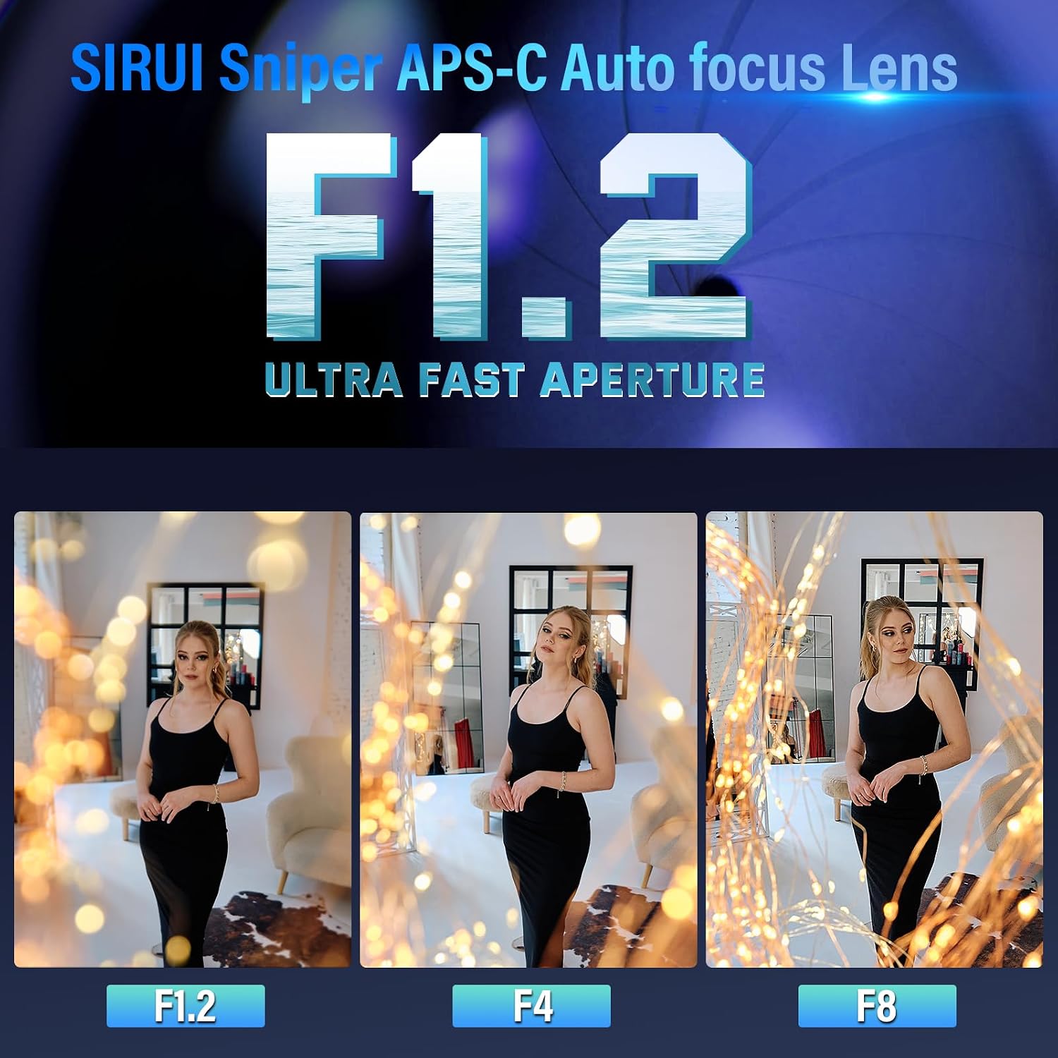 LENTE SIRUI SNIPER F1.2 AUTOFOCUS SET 16MM 23MM 33MM 56MM 75MM APS-C E MOUNT NEGRO - 2
