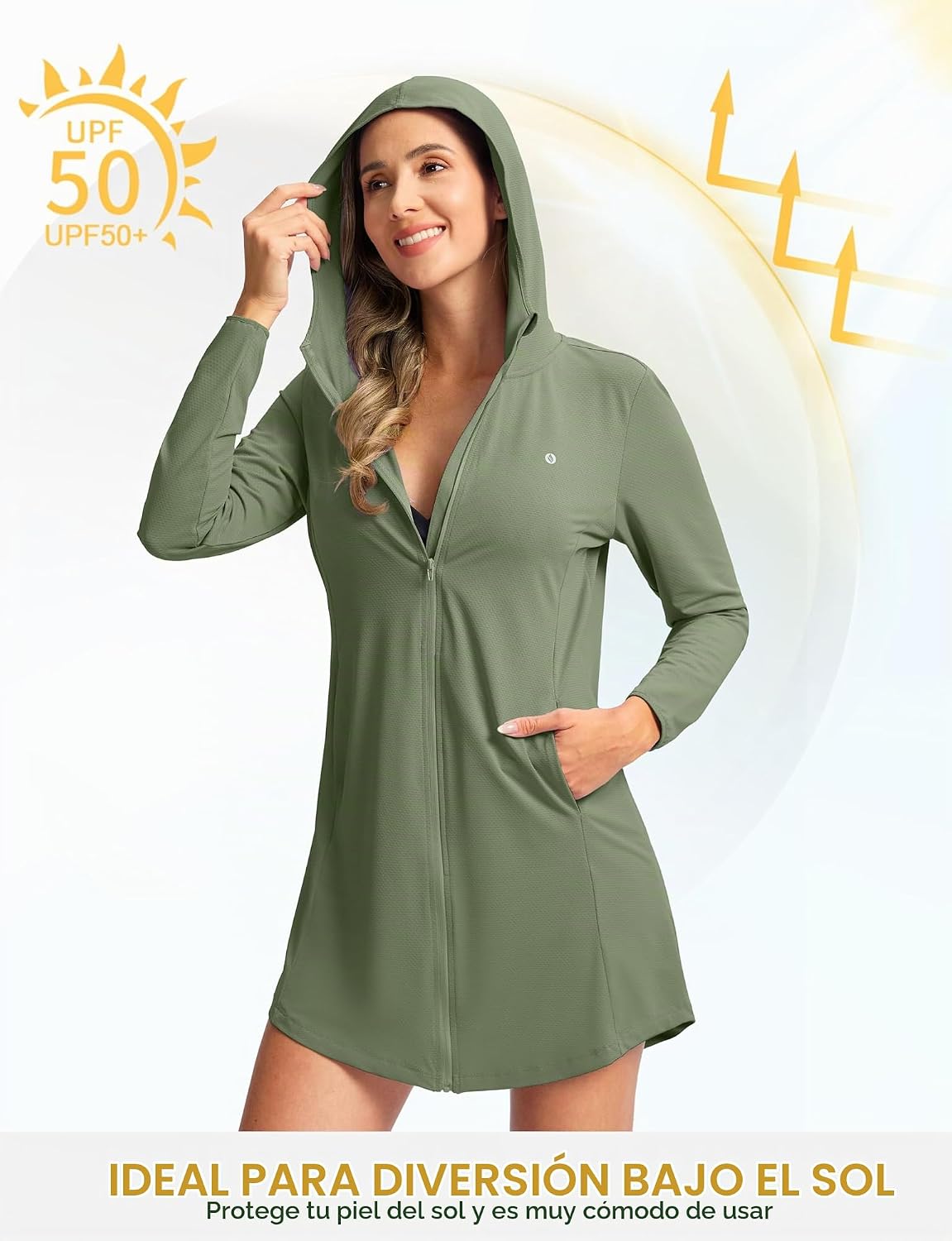 PAREO SANTINY UPF50+ CON CAPUCHA PARA MUJER - 4