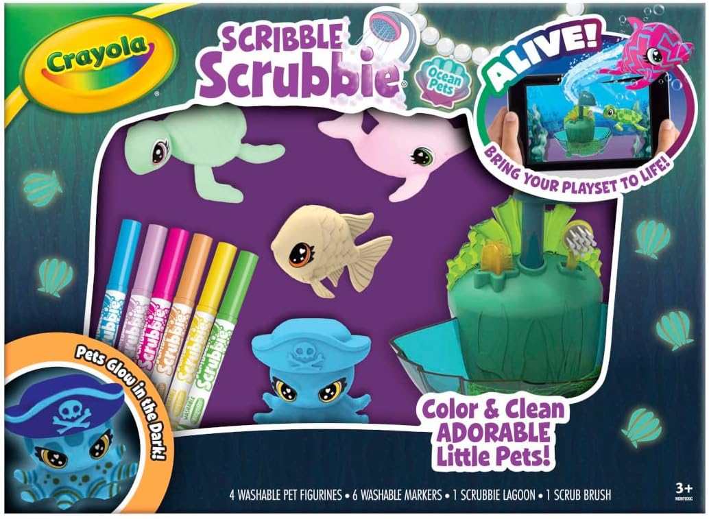 KIT DE ARTE CRAYOLA SCRIBBLE SCRUBBIE GLOW LAGOON PETS, ANIMALES MARINOS - 2
