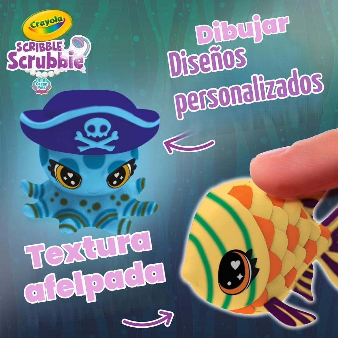KIT DE ARTE CRAYOLA SCRIBBLE SCRUBBIE GLOW LAGOON PETS, ANIMALES MARINOS - 3