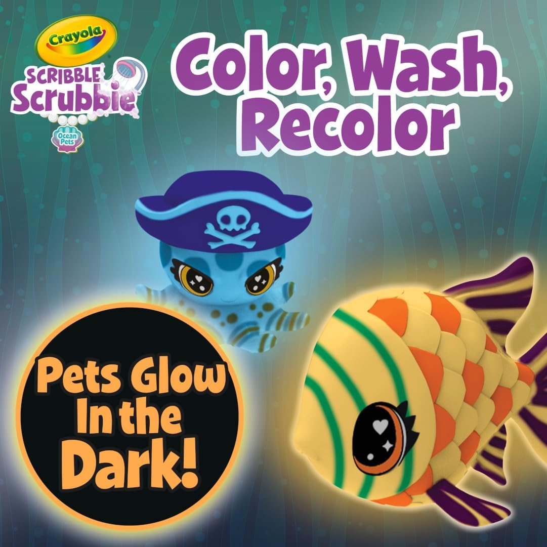 KIT DE ARTE CRAYOLA SCRIBBLE SCRUBBIE GLOW LAGOON PETS, ANIMALES MARINOS - 4