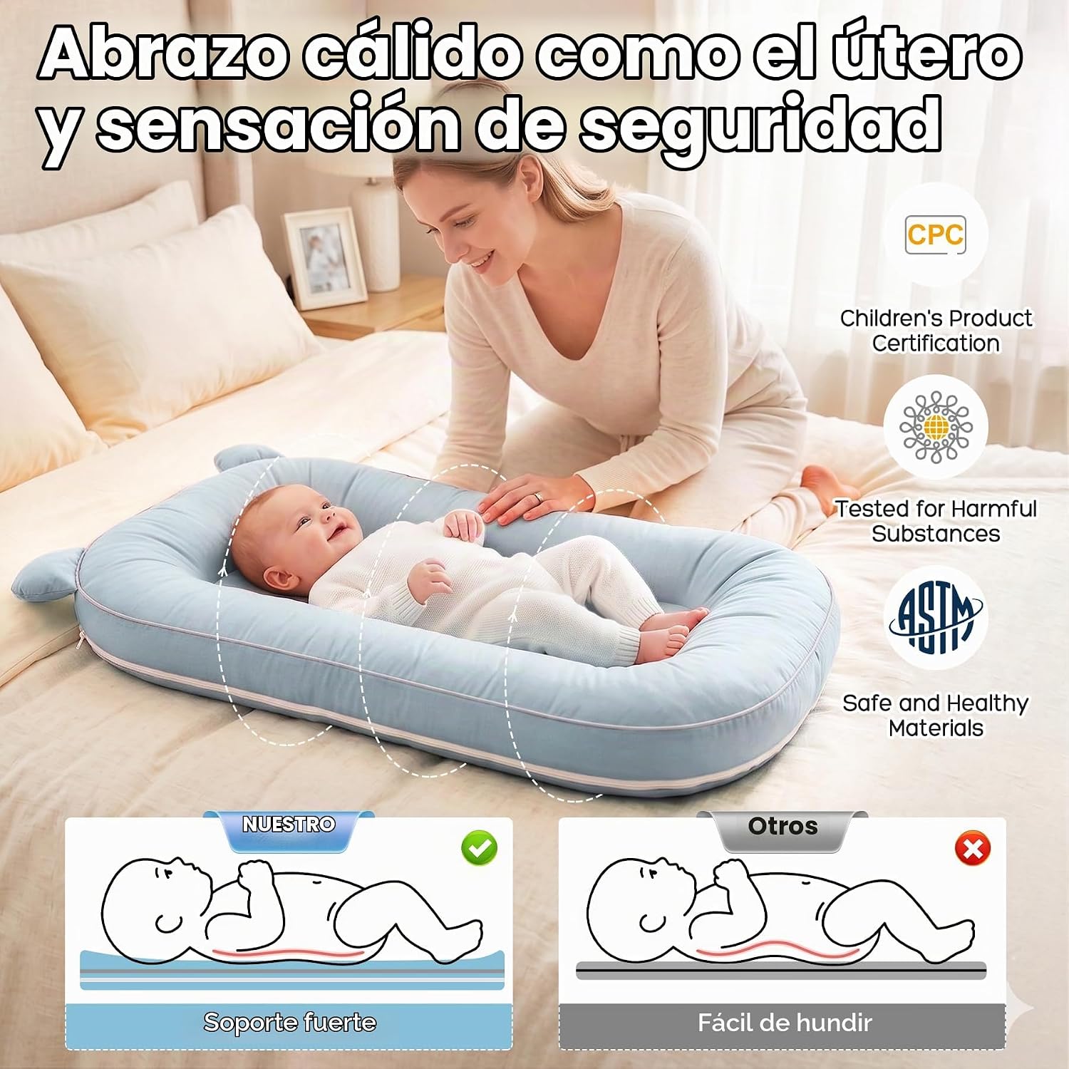 SALTADOR PARA BEBÉ ACGROW BABY LOUNGER 0-24 MESES ALGODÓN AZUL - 2