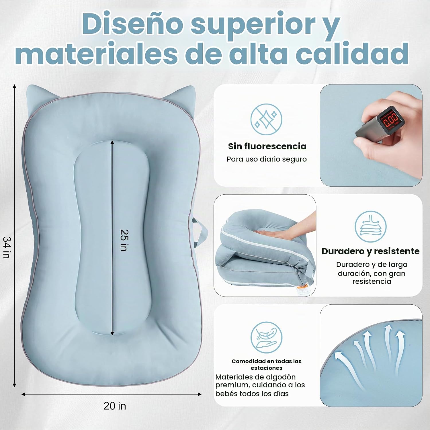 SALTADOR PARA BEBÉ ACGROW BABY LOUNGER 0-24 MESES ALGODÓN AZUL - 3