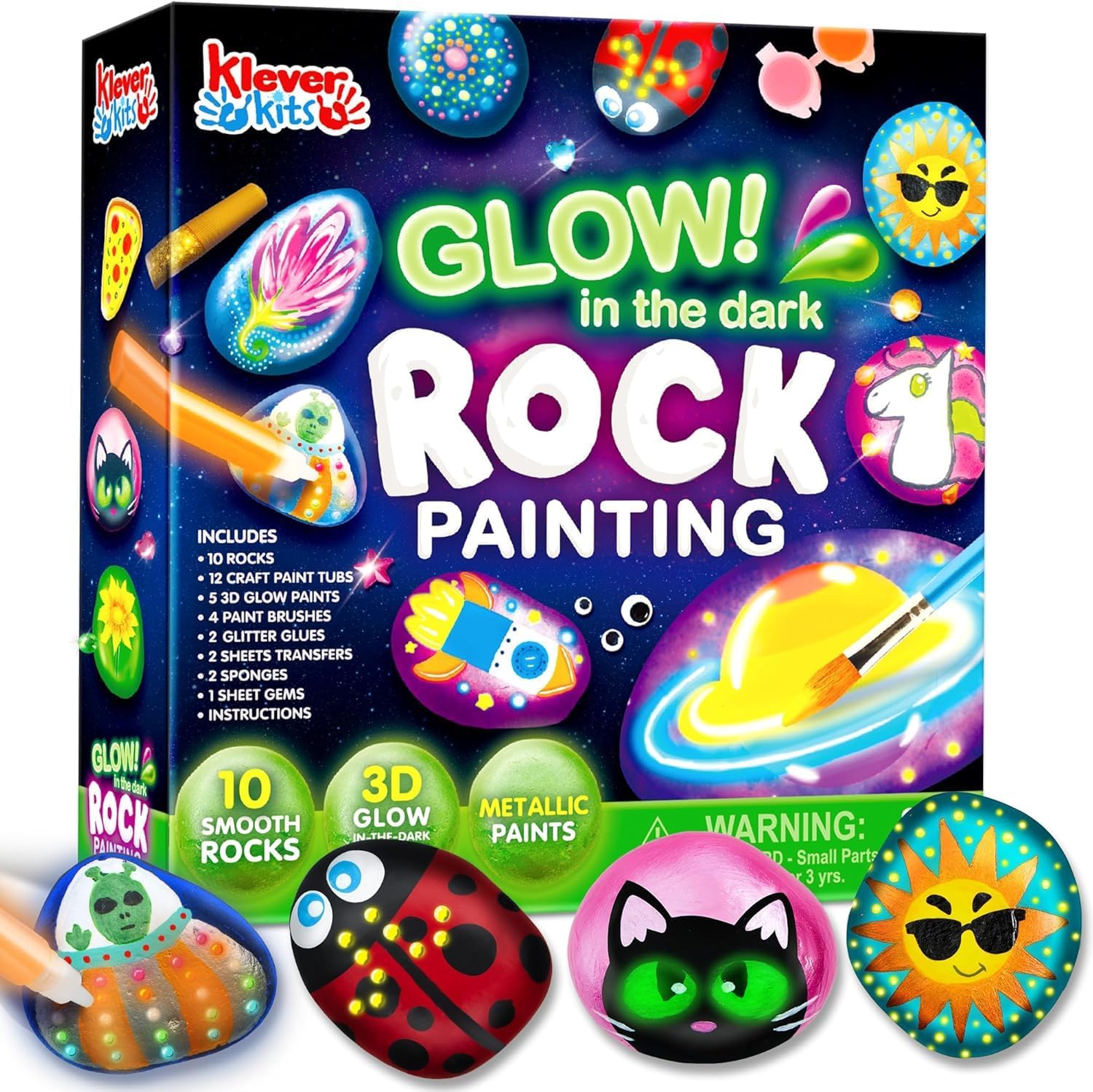 KIT DE PINTURA EN ROCAS JOYIN BRILLA EN LA OSCURIDAD PARA NIÑOS 6-12 AÑOS - 1