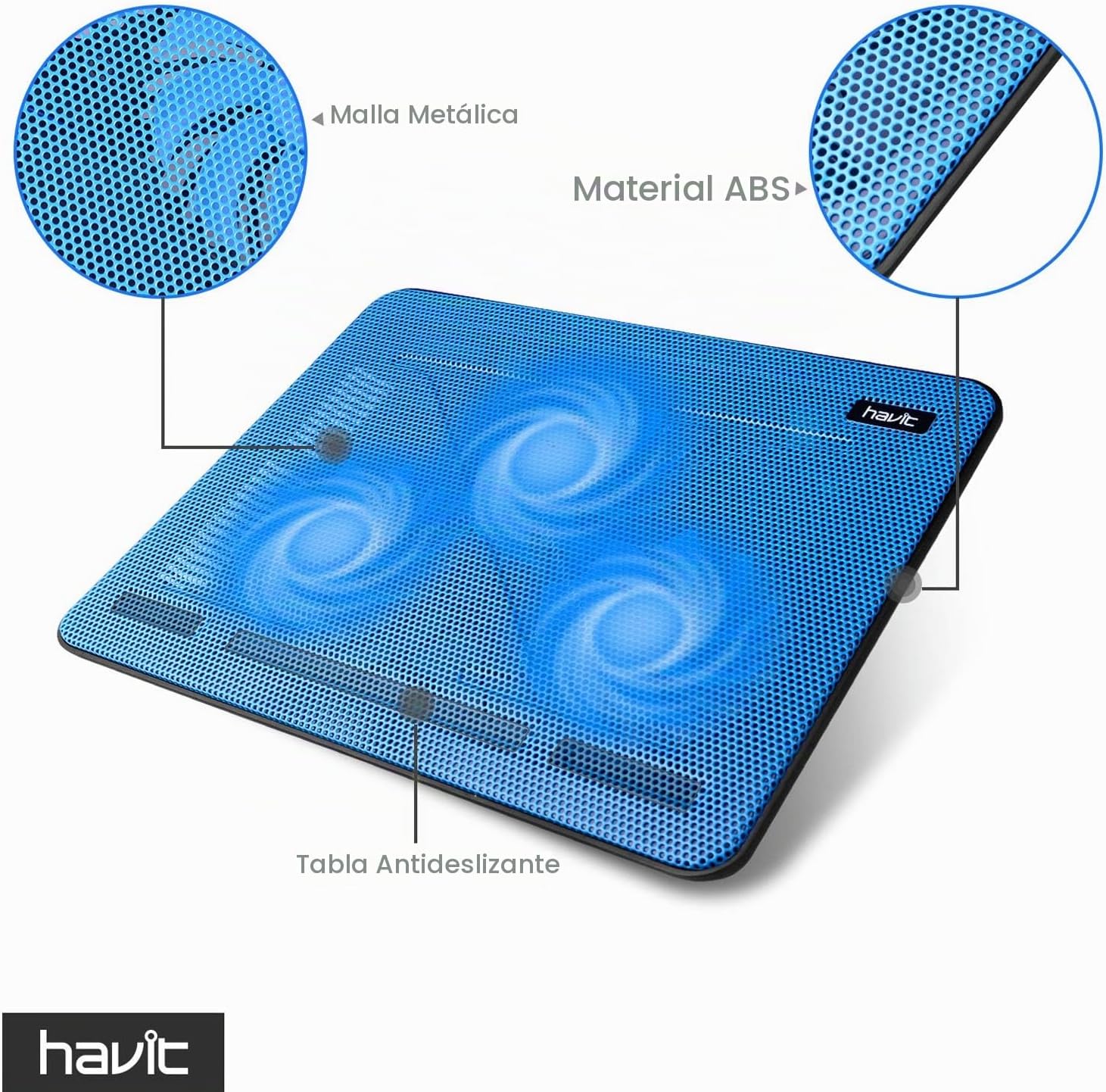 ALMOHADILLA REFRIGERANTE HAVIT HV-F2056 PARA LAPTOPS 15.6-17 PULGADAS AZUL - 5
