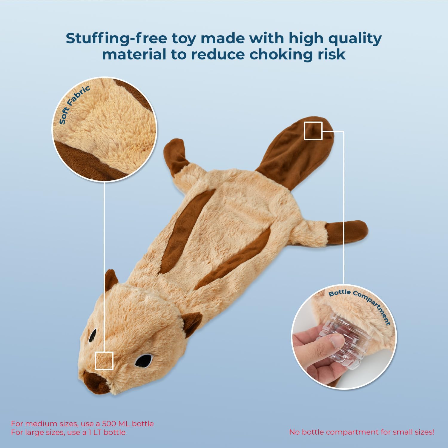 JUGUETE PARA PERRO 2 EN 1 SIN RELLENO CON SONAJERO BEST PET SUPPLIES TAMAÑO GRANDE - 4