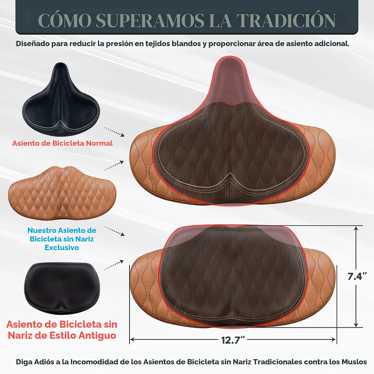 SILLÍN DE BICICLETA SIN NARIZ X WING CON ACOLCHADO EXTRA ANCHO PARA HOMBRE Y MUJER - 2