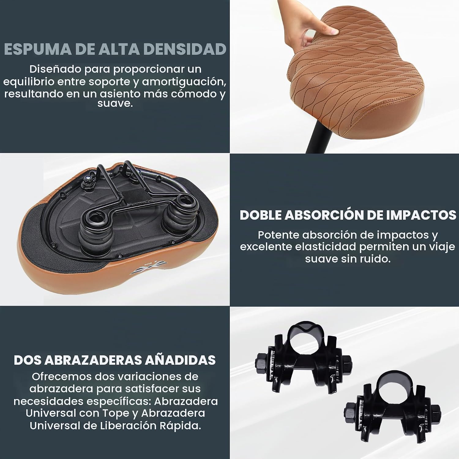 SILLÍN DE BICICLETA SIN NARIZ X WING CON ACOLCHADO EXTRA ANCHO PARA HOMBRE Y MUJER - 5